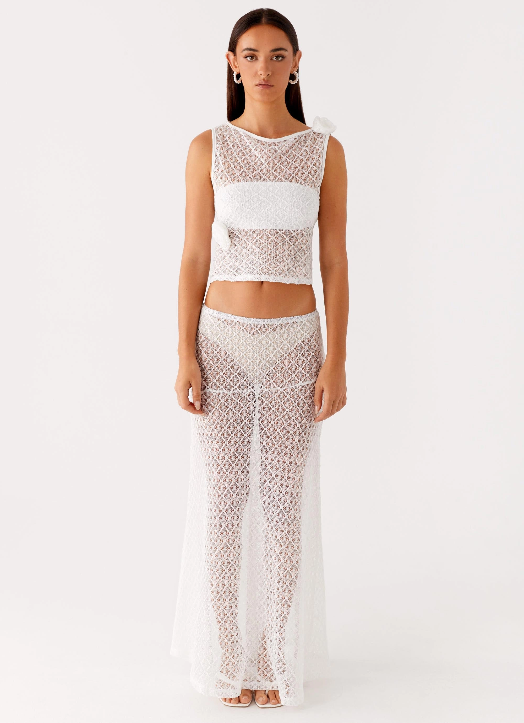 Velli Crochet Top - White AntiStaticTreatment LowImpact Dye Process