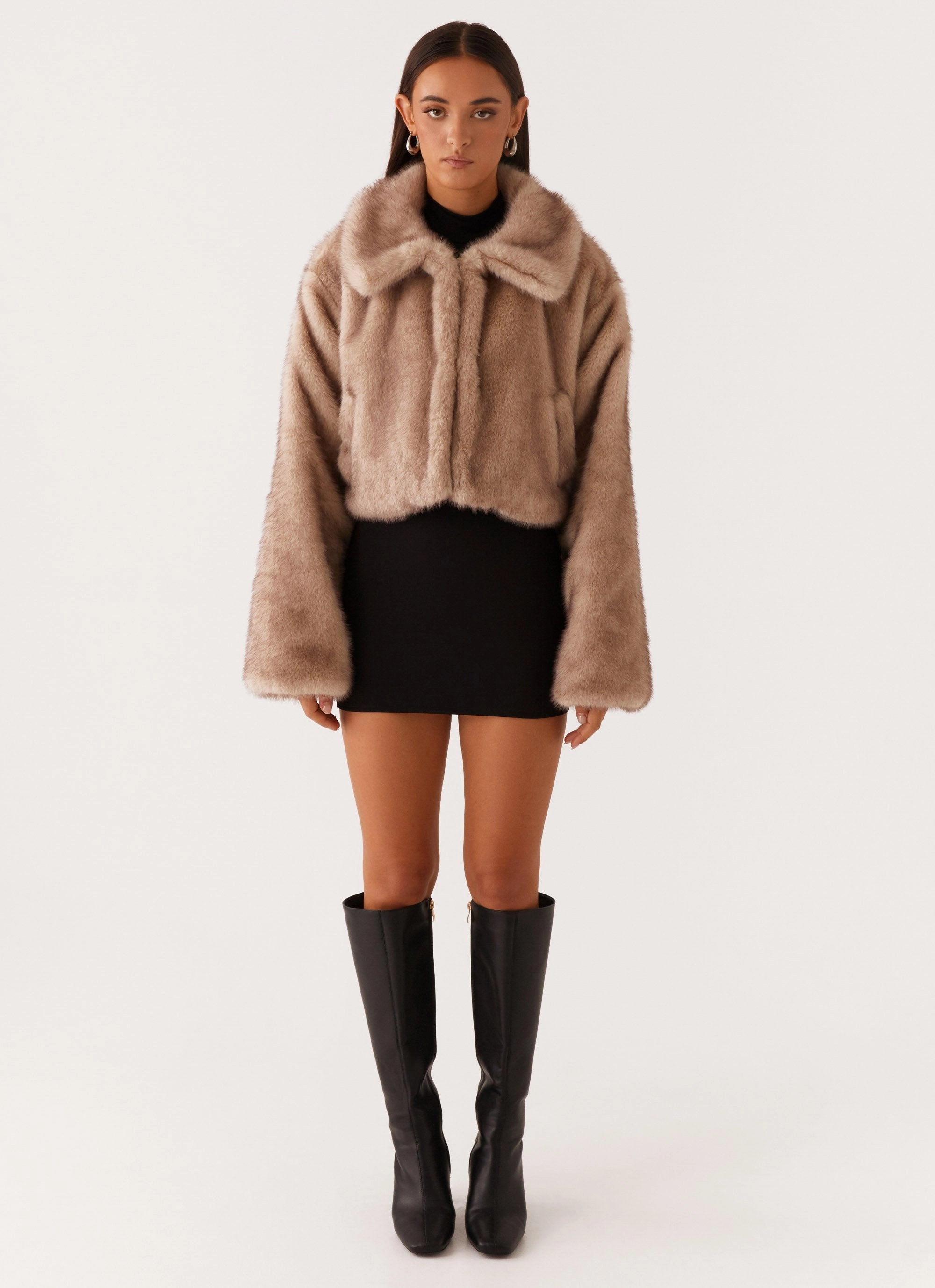 Everyday Layer Style EasyClean Coating Yasmina Faux Fur Jacket - Beige