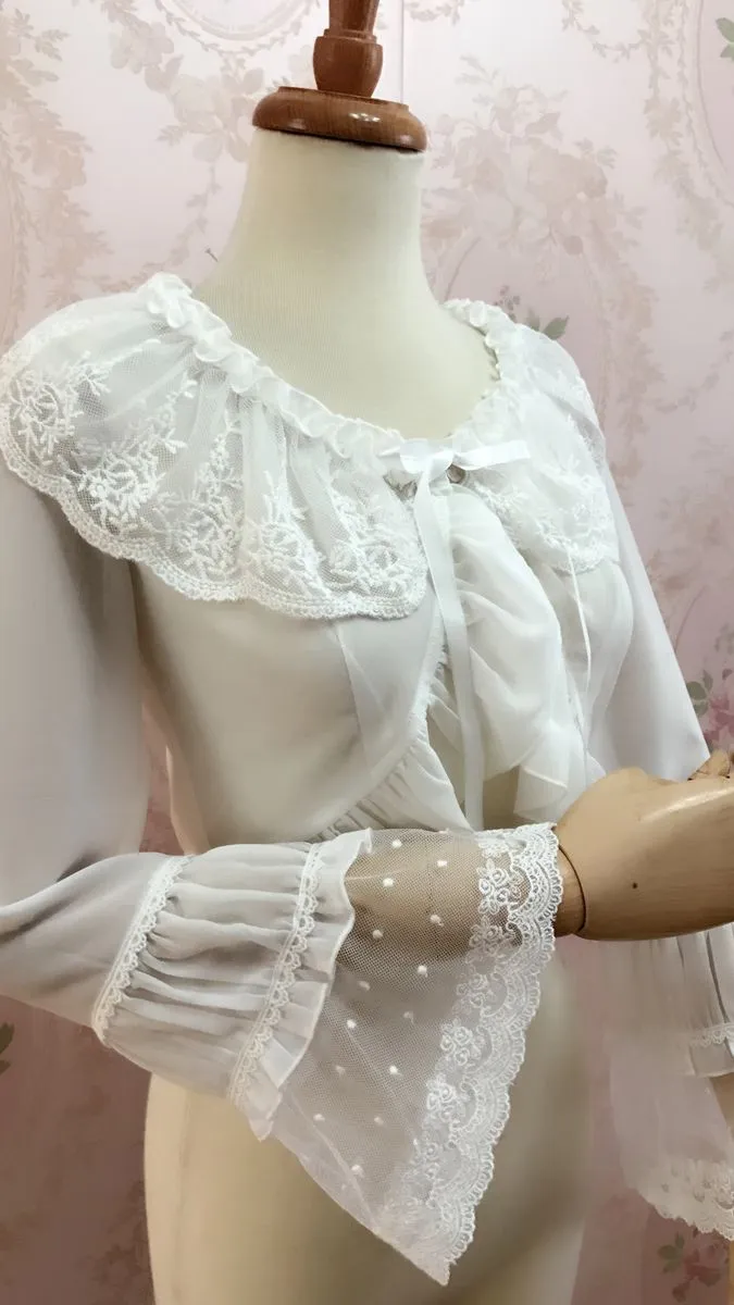 Yilia~Lolita Long Sleeve Chiffon Blouse