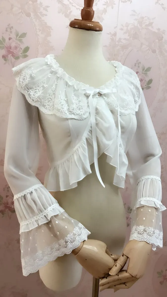 Yilia~Lolita Long Sleeve Chiffon Blouse