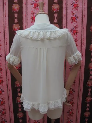 Yilia~Loose Chiffon Lace Lolita Blouse