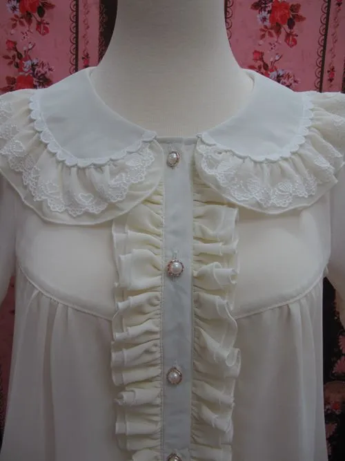 Yilia~Loose Chiffon Lace Lolita Blouse
