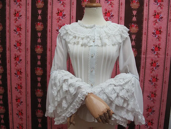 Yilia~Retro Lolita Shirt Princess Long Sleeve Lolita Blouse