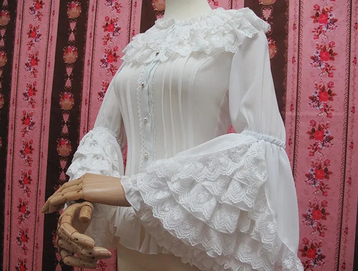 Yilia~Retro Lolita Shirt Princess Long Sleeve Lolita Blouse