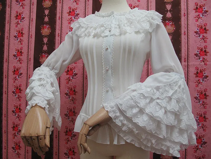 Yilia~Retro Lolita Shirt Princess Long Sleeve Lolita Blouse