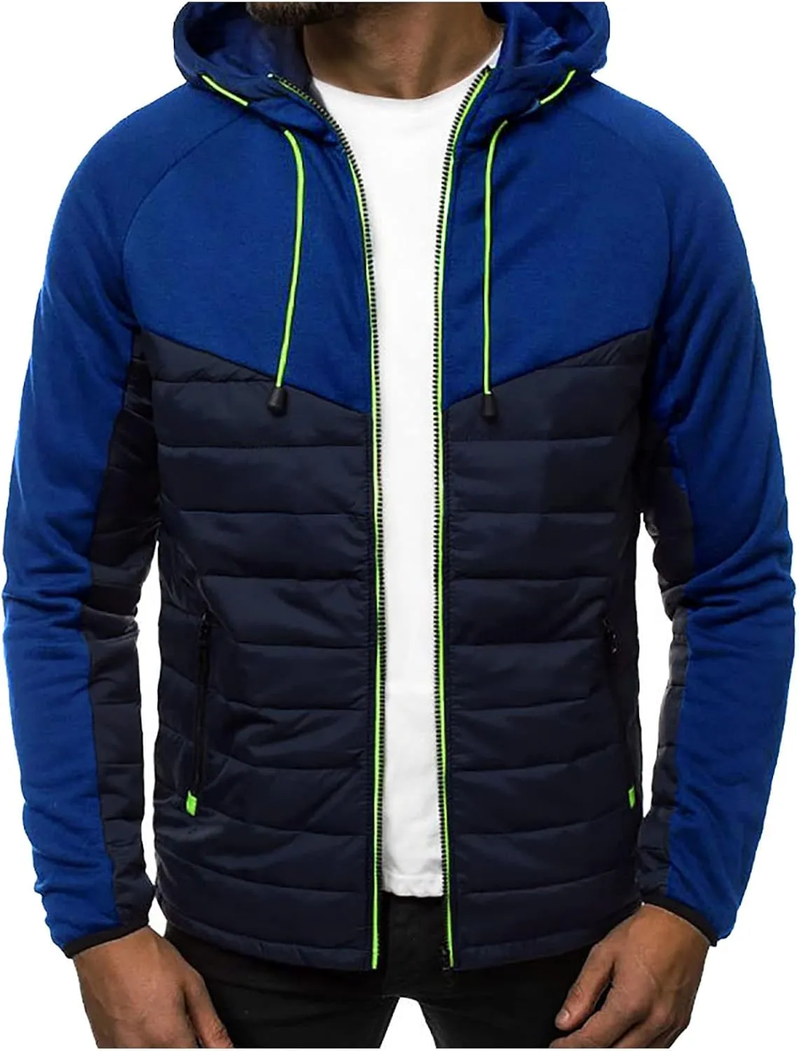Ymosrh Coats for Men Men's Casual Camouflage Sports Sweatshirt Long Sleeve Zipper Hooded Jacket Coat Leather
