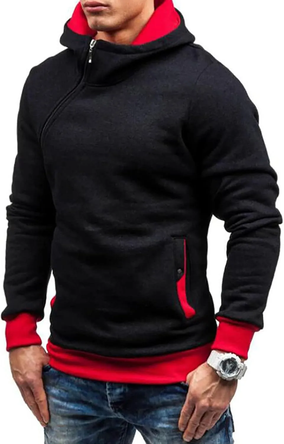 Ymosrh Mens Jackets Men's Casual Camouflage Sports Sweatshirt Long Sleeve Zipper Hooded Jacket Coat for Men