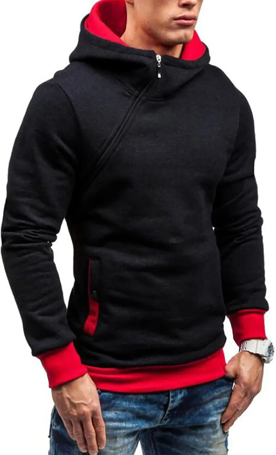 Ymosrh Mens Jackets Men's Casual Camouflage Sports Sweatshirt Long Sleeve Zipper Hooded Jacket Coat for Men