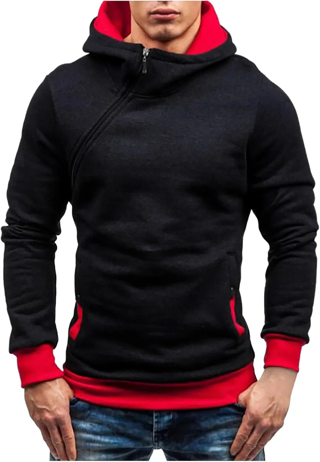Ymosrh Mens Jackets Men's Casual Camouflage Sports Sweatshirt Long Sleeve Zipper Hooded Jacket Coat for Men