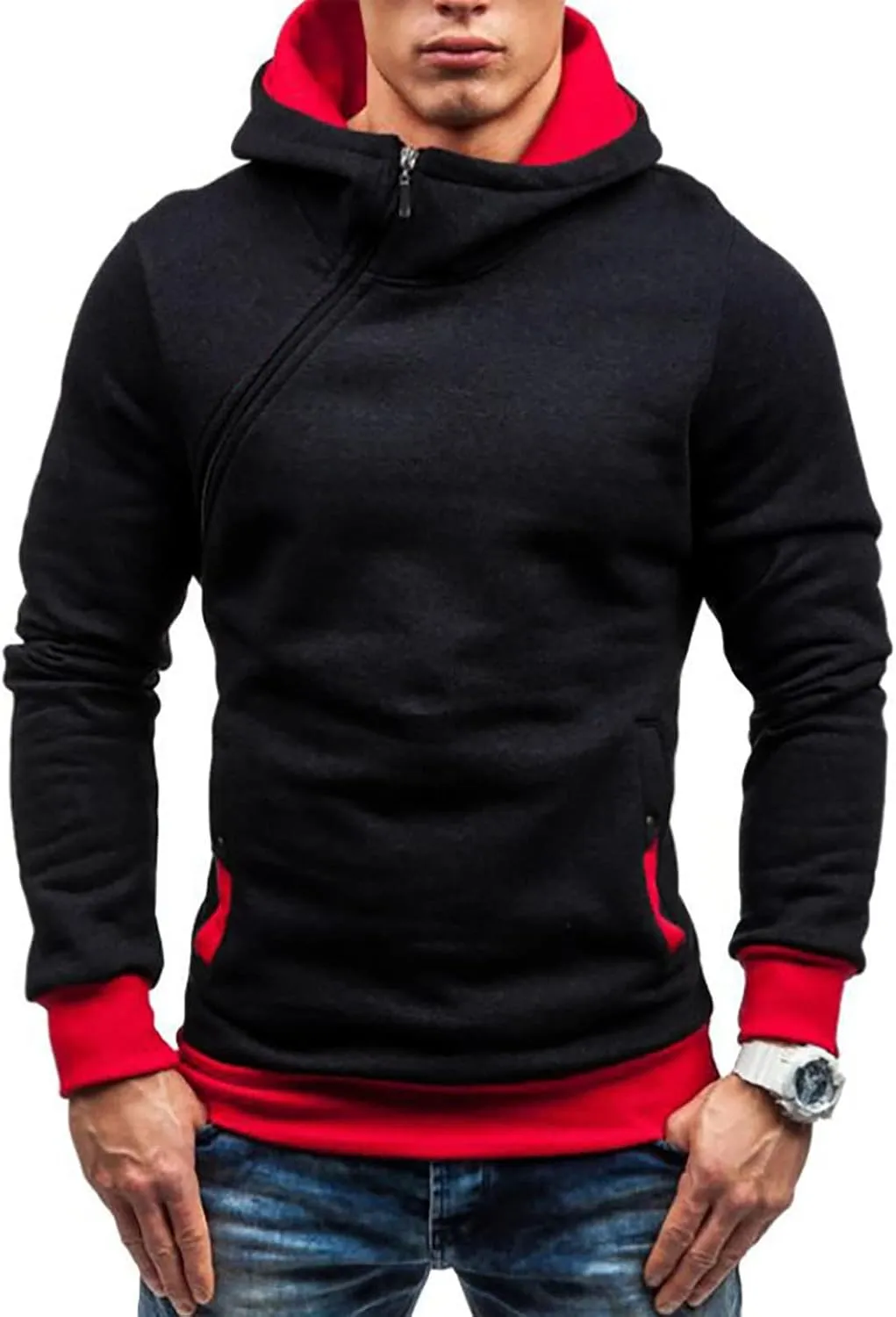 Ymosrh Mens Jackets Men's Casual Camouflage Sports Sweatshirt Long Sleeve Zipper Hooded Jacket Coat for Men