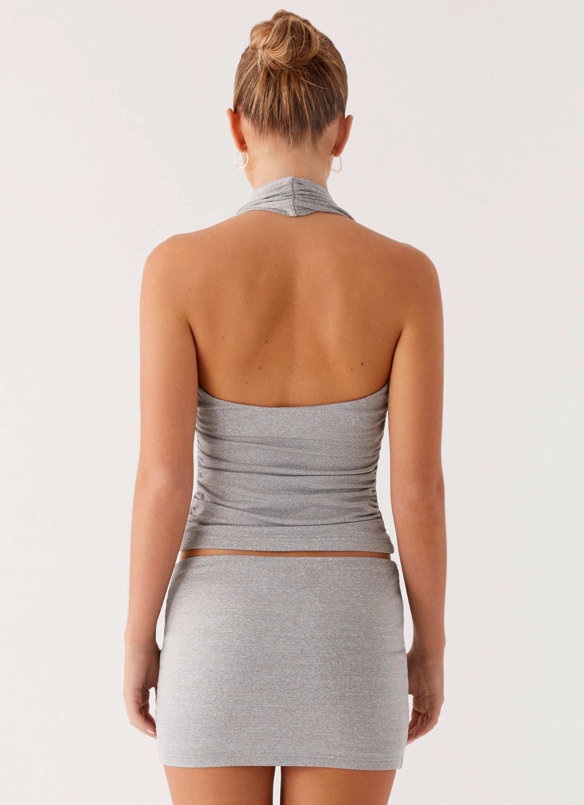 Amia Halter Top - Grey Marle AntiStaticTreatment