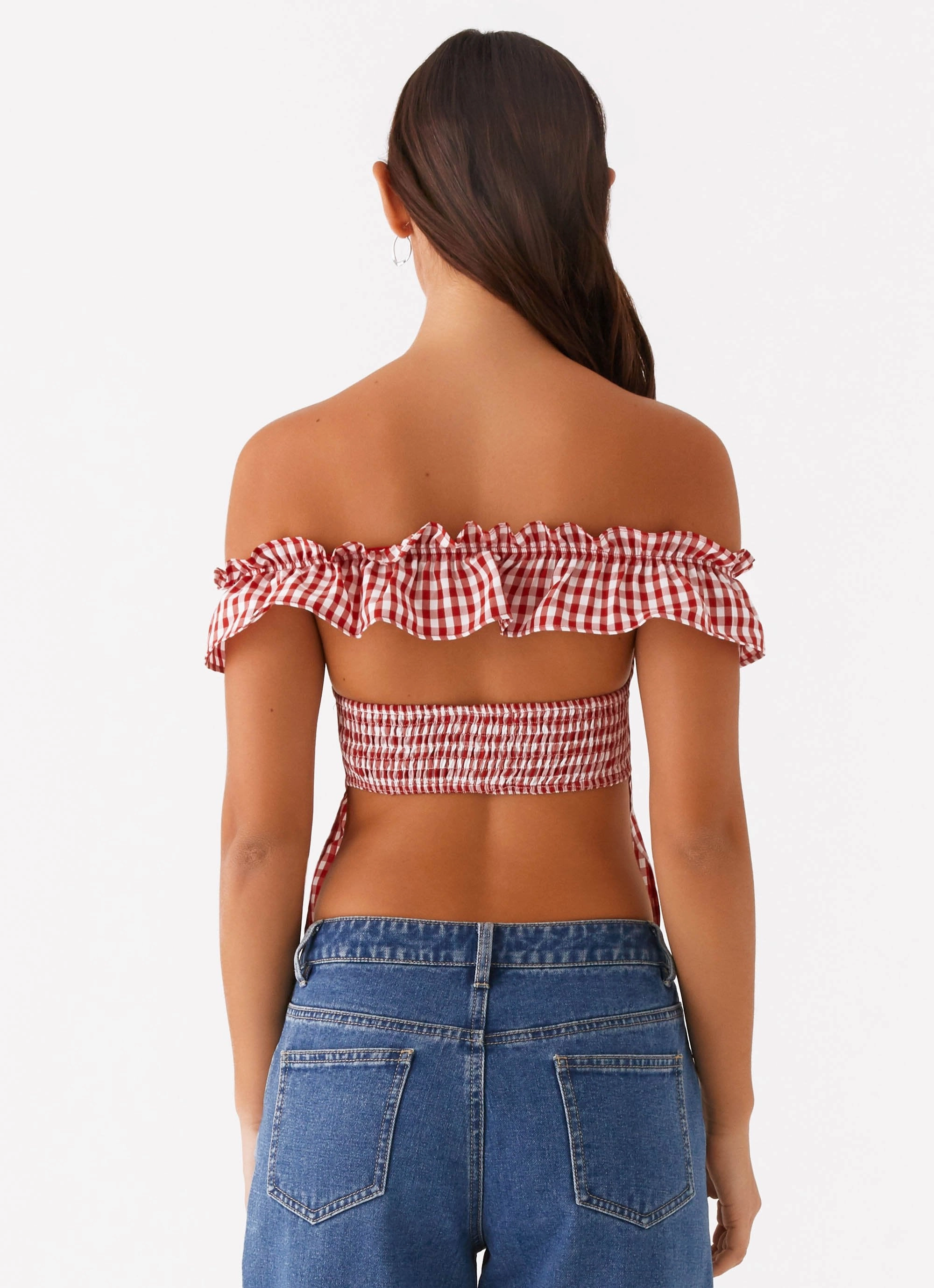Gwyneth Top - Red Gingham BoxyCrop