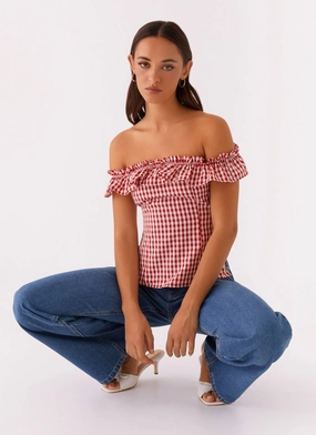 Summer Style Gwyneth Top - Red Gingham