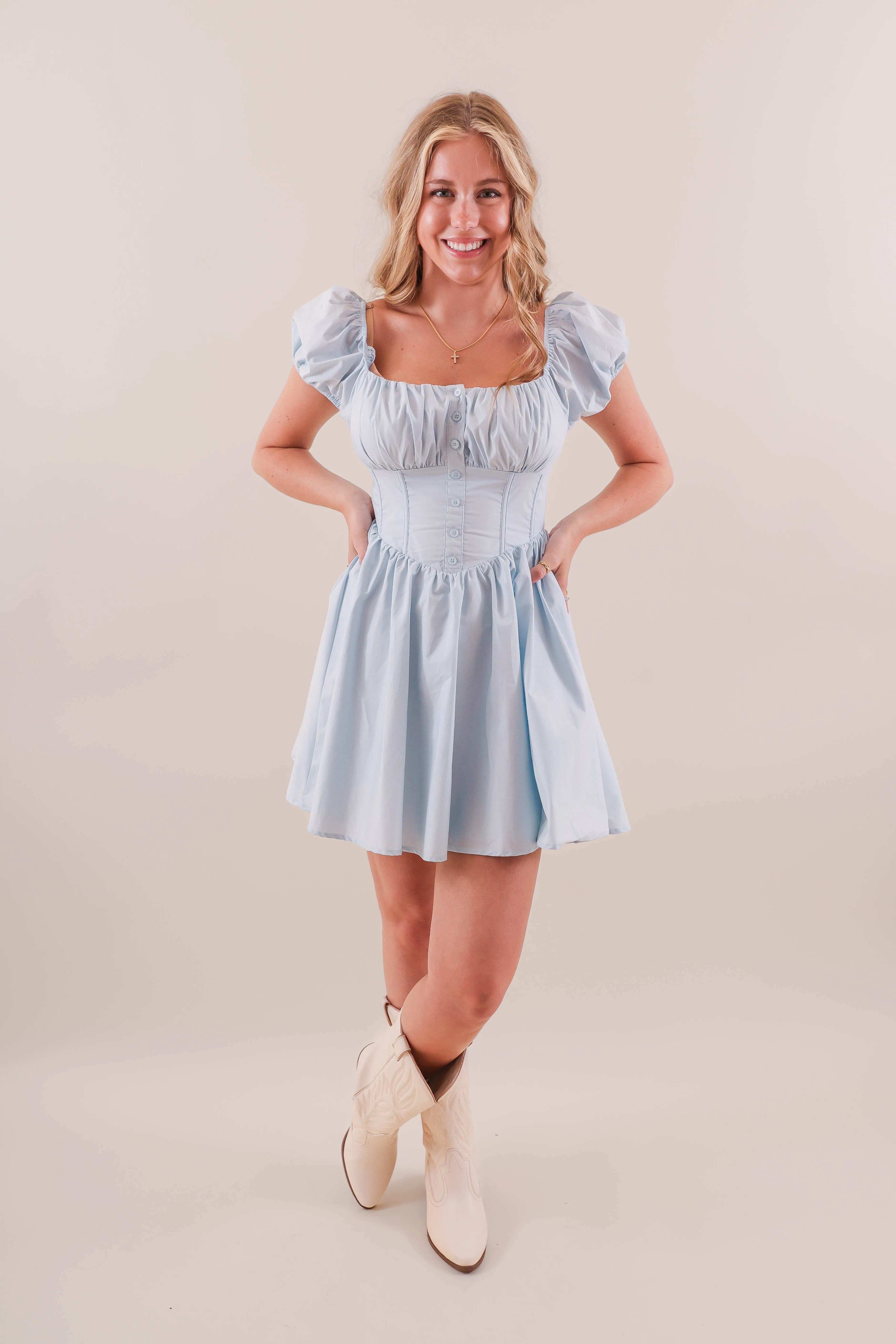 Vibrant Form Relaxed-fit You Had My Heart Dress-Baby Blue