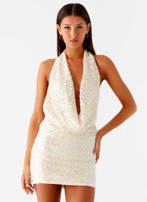 You Make Me Feel Mini Dress - Ivory Subtle Lines Smart Cut