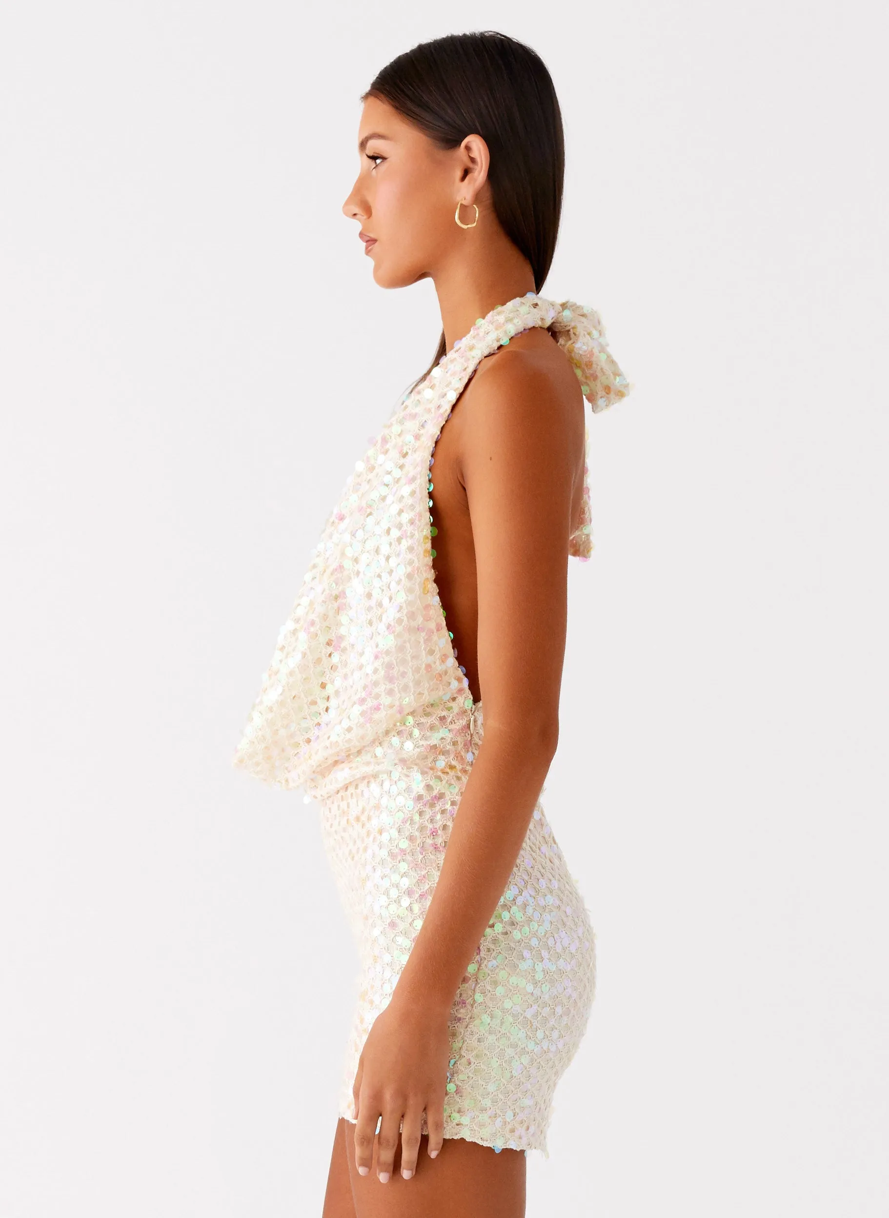 You Make Me Feel Mini Dress - Ivory Hidden Pocket LayeredHemline
