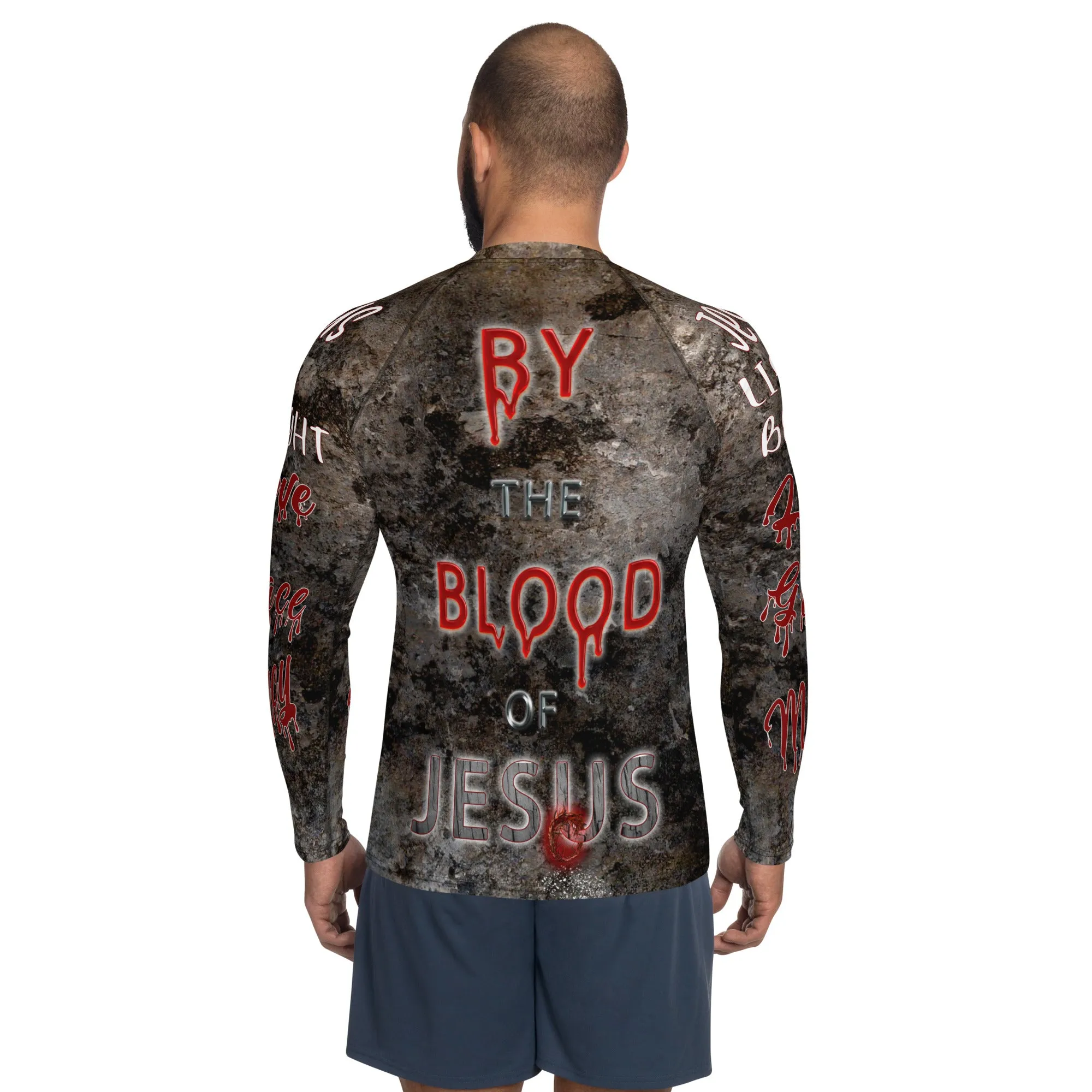 You're Forgiven By the Blood of JESUS AOP - (Men's Rash Guard Long Sleeve)