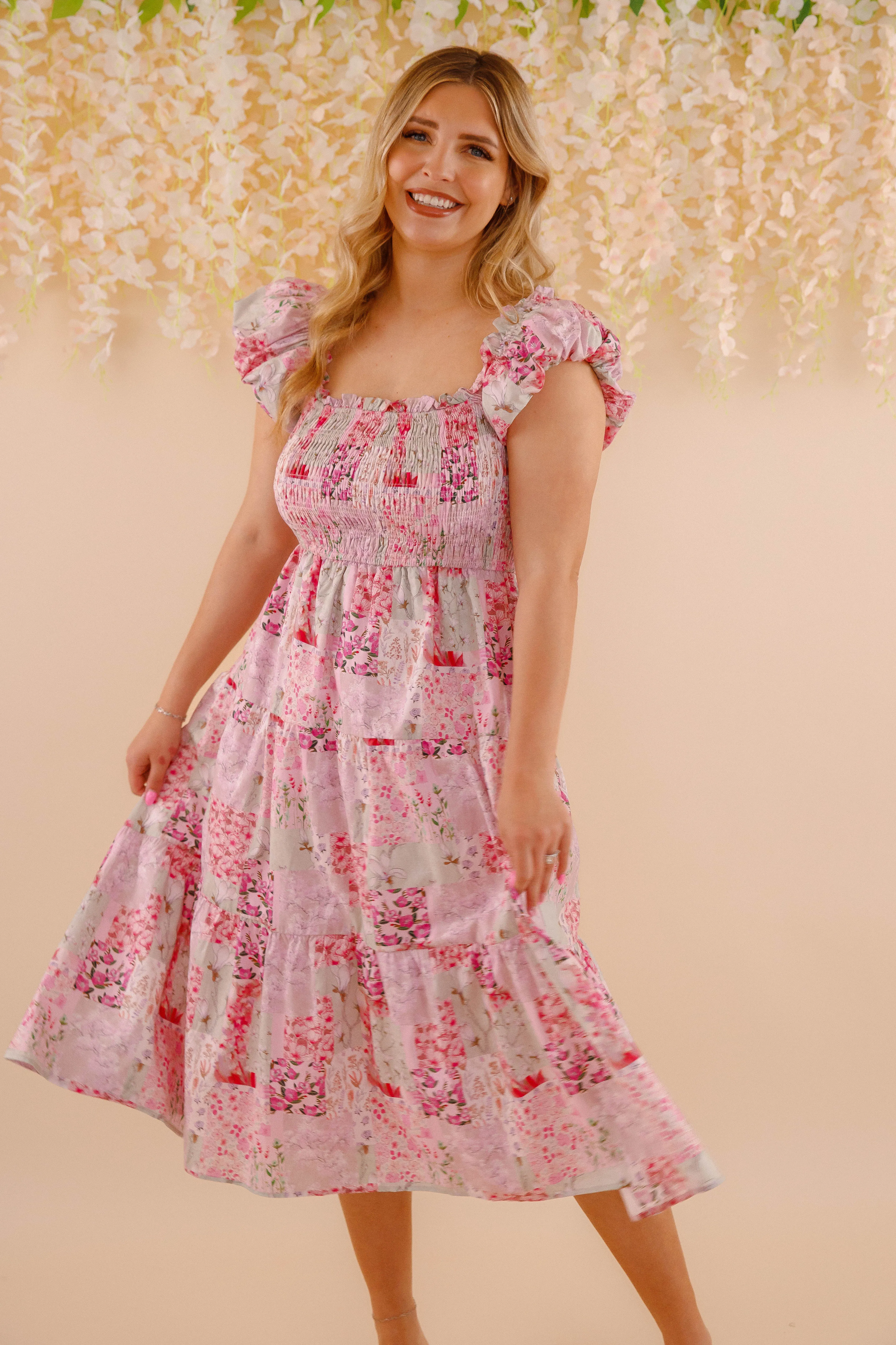 All Season Brunch Tone Play On Words Midi Dress