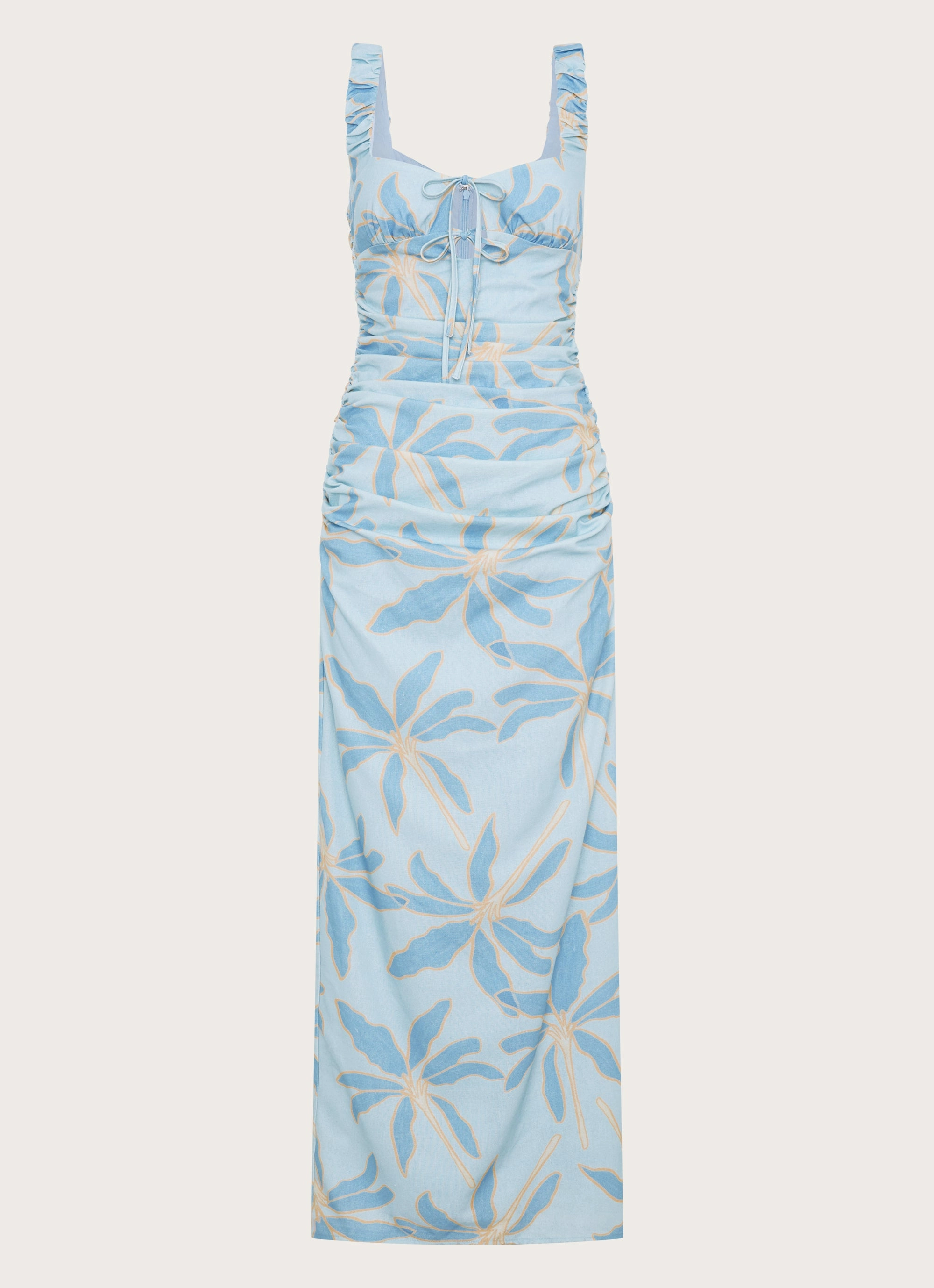 Cosmic Love Ruched Maxi Dress - Opulent Blue Lounge Vibe