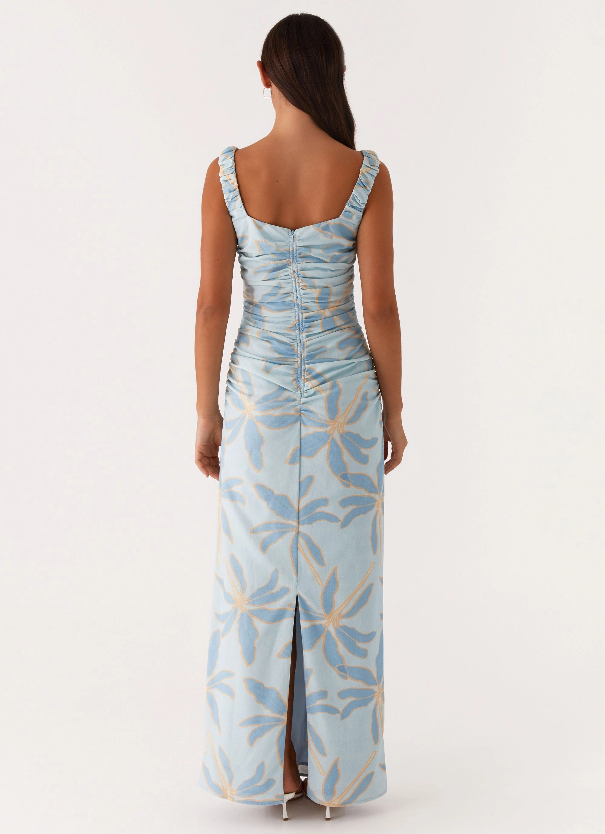 Cosmic Love Ruched Maxi Dress - Opulent Blue Versatile Look Retro Mood