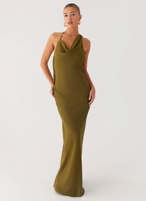 Clean Flow Cotton-Blend Opal Glow Maxi Dress - Khaki