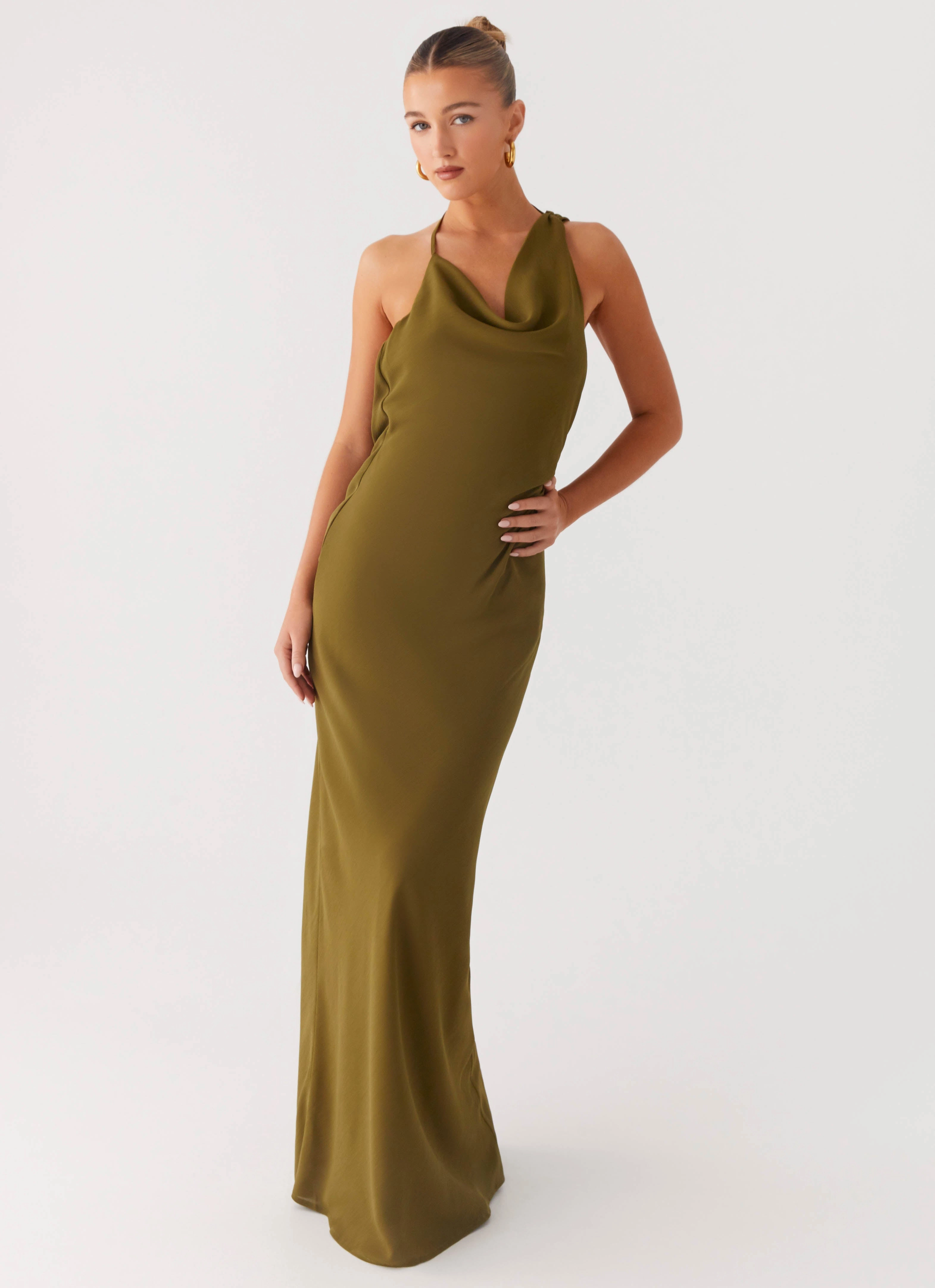 Opal Glow Maxi Dress - Khaki Artistic Flair