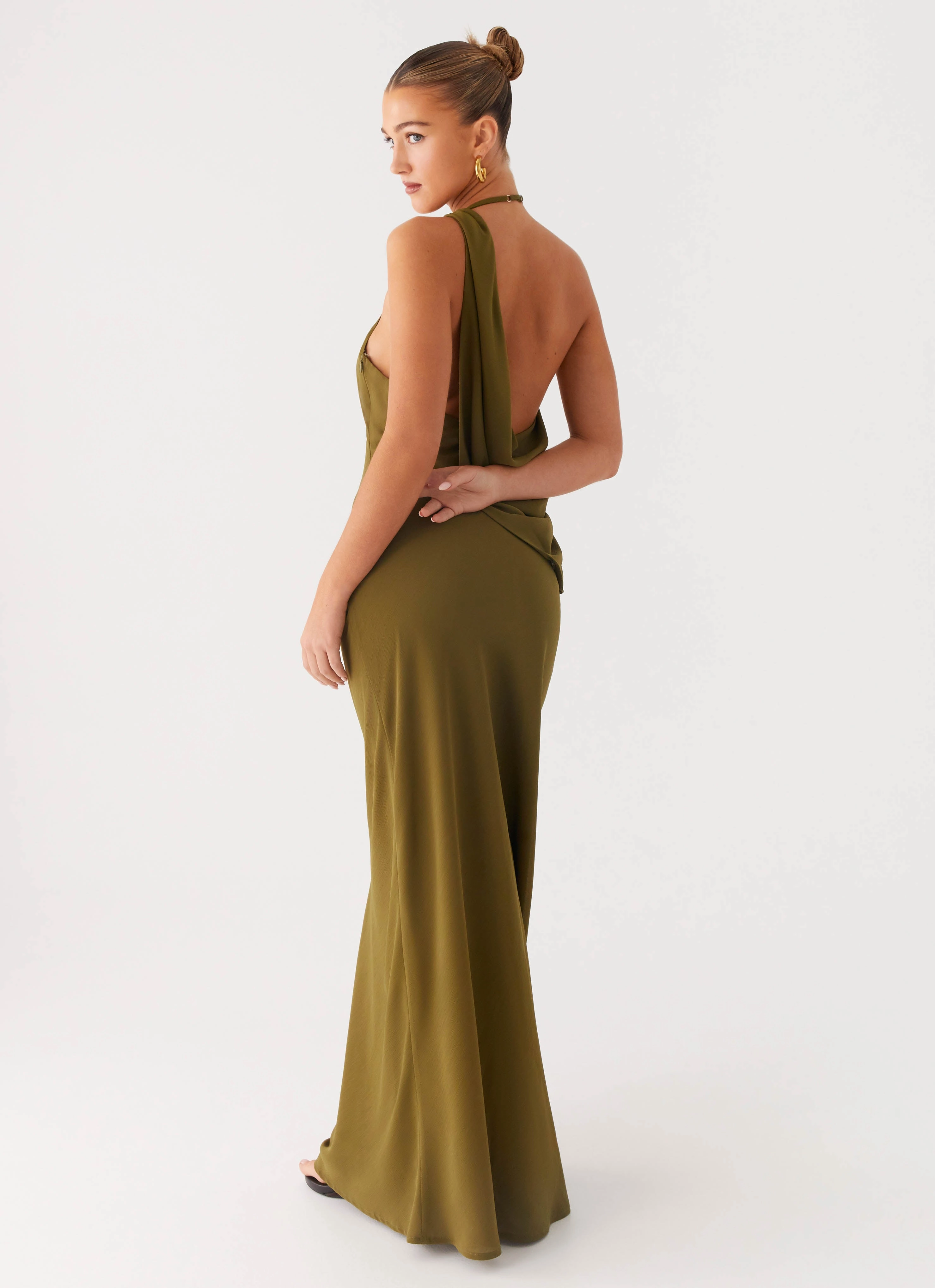 Opal Glow Maxi Dress - Khaki Bust-Enhancing