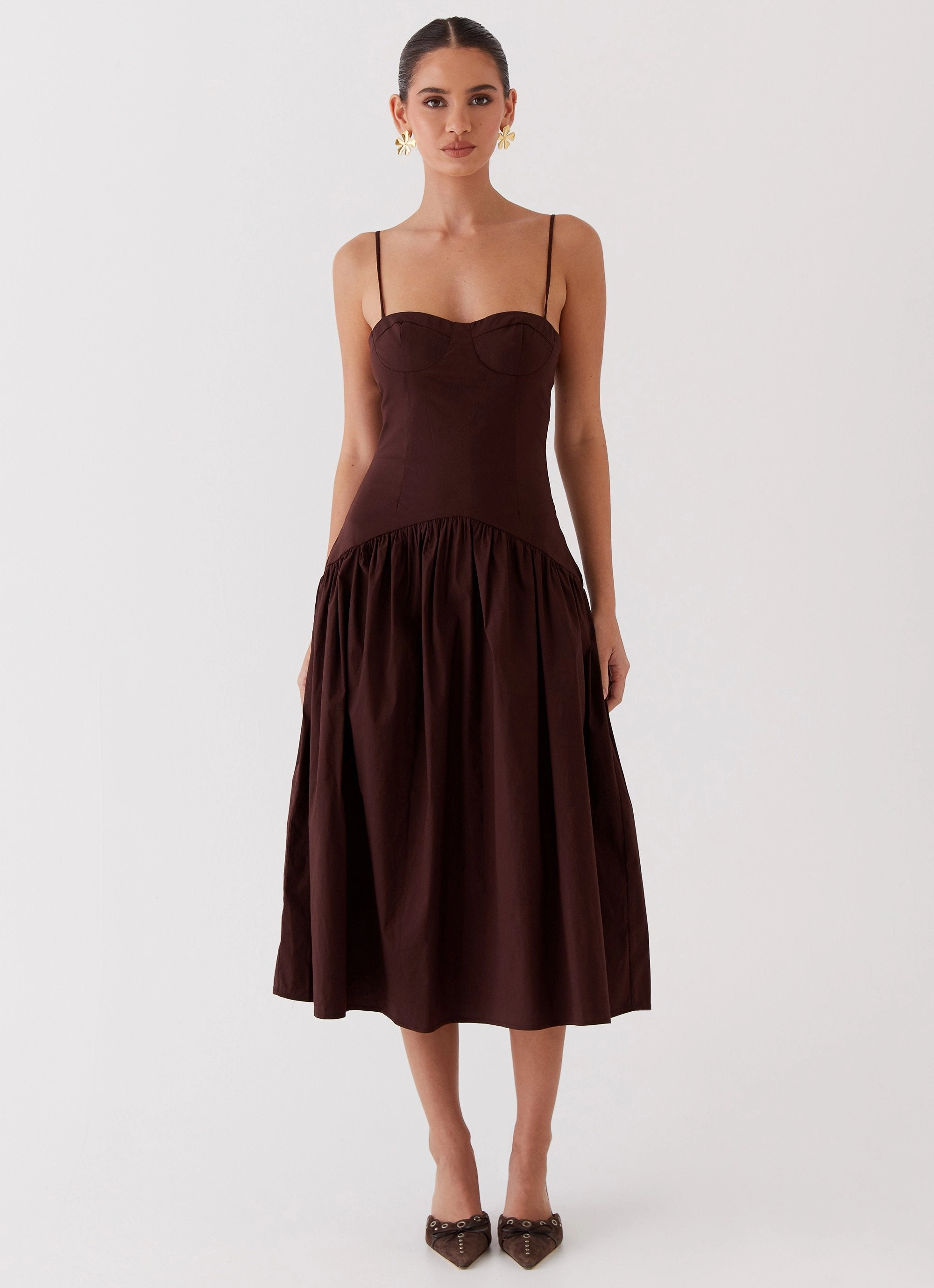 Yvette Corset Midi Dress - Chocolate Mid Season