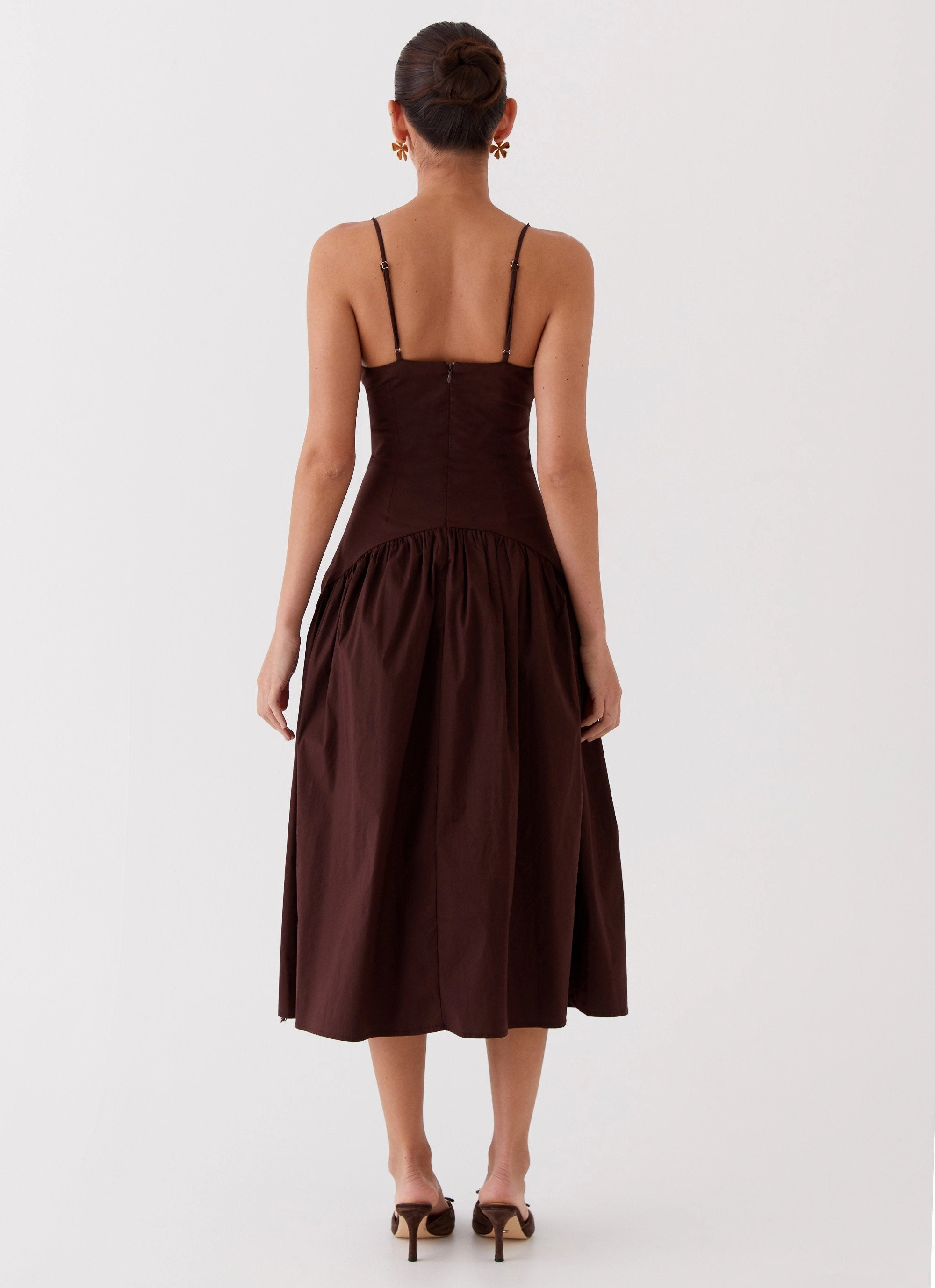 Yvette Corset Midi Dress - Chocolate Sage Detail Timeless Fashion