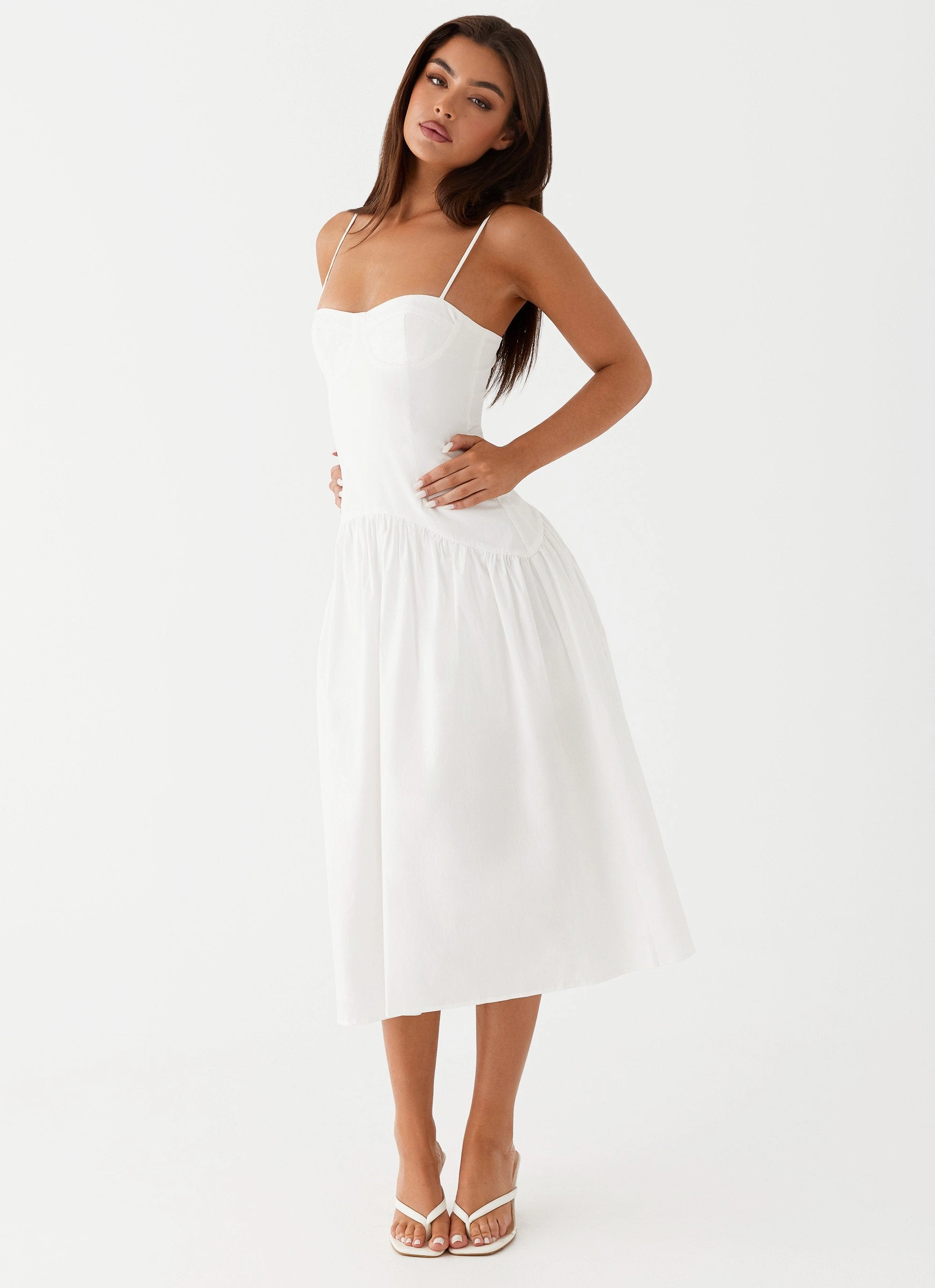 Yvette Corset Midi Dress - White Fashionable Layer