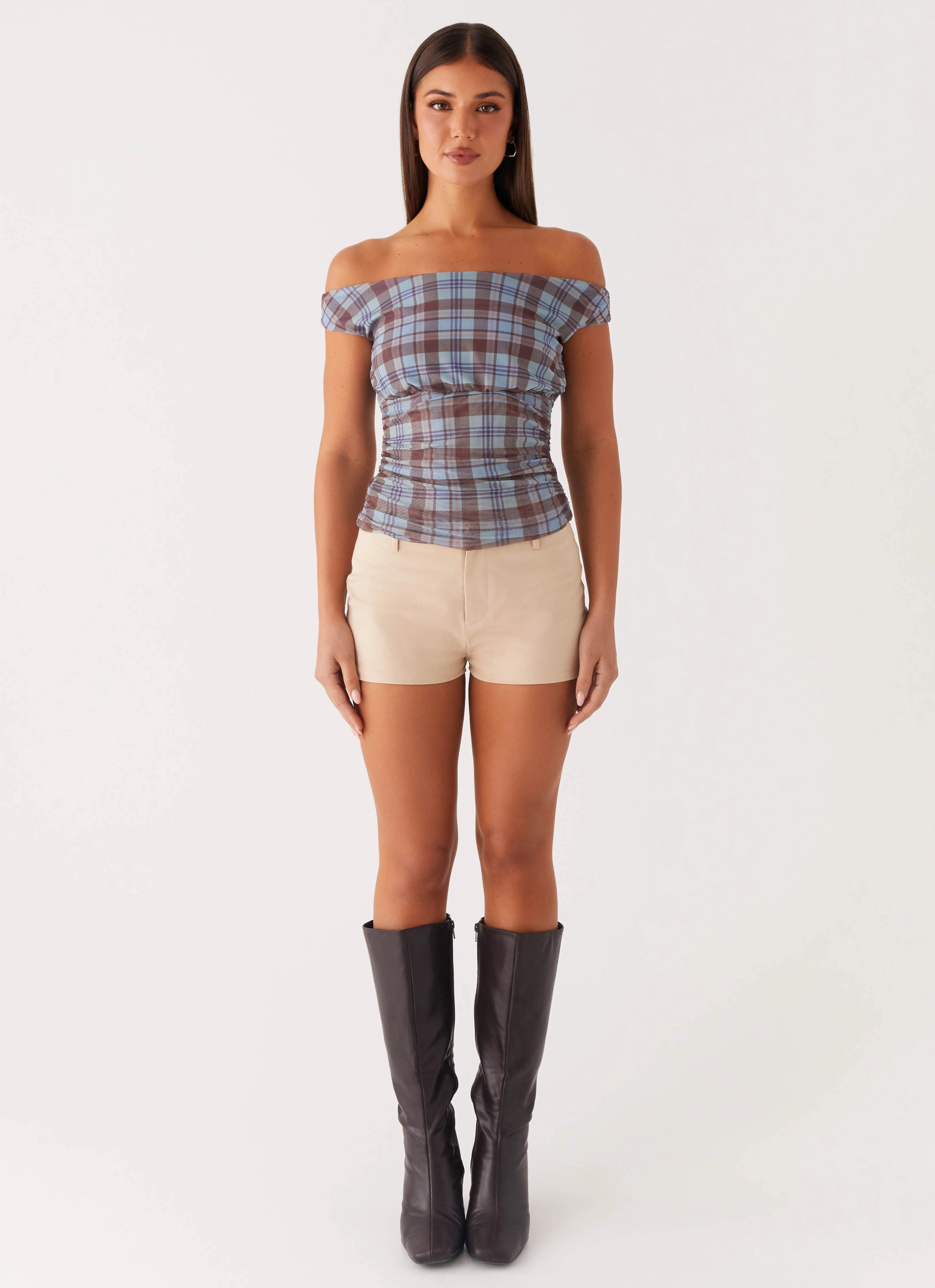 Elastic Edge Binding Zahli Off Shoulder Top - Shoreline Check
