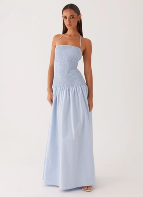 Lace-Trim Street Mode Zahra Maxi Dress - Blue