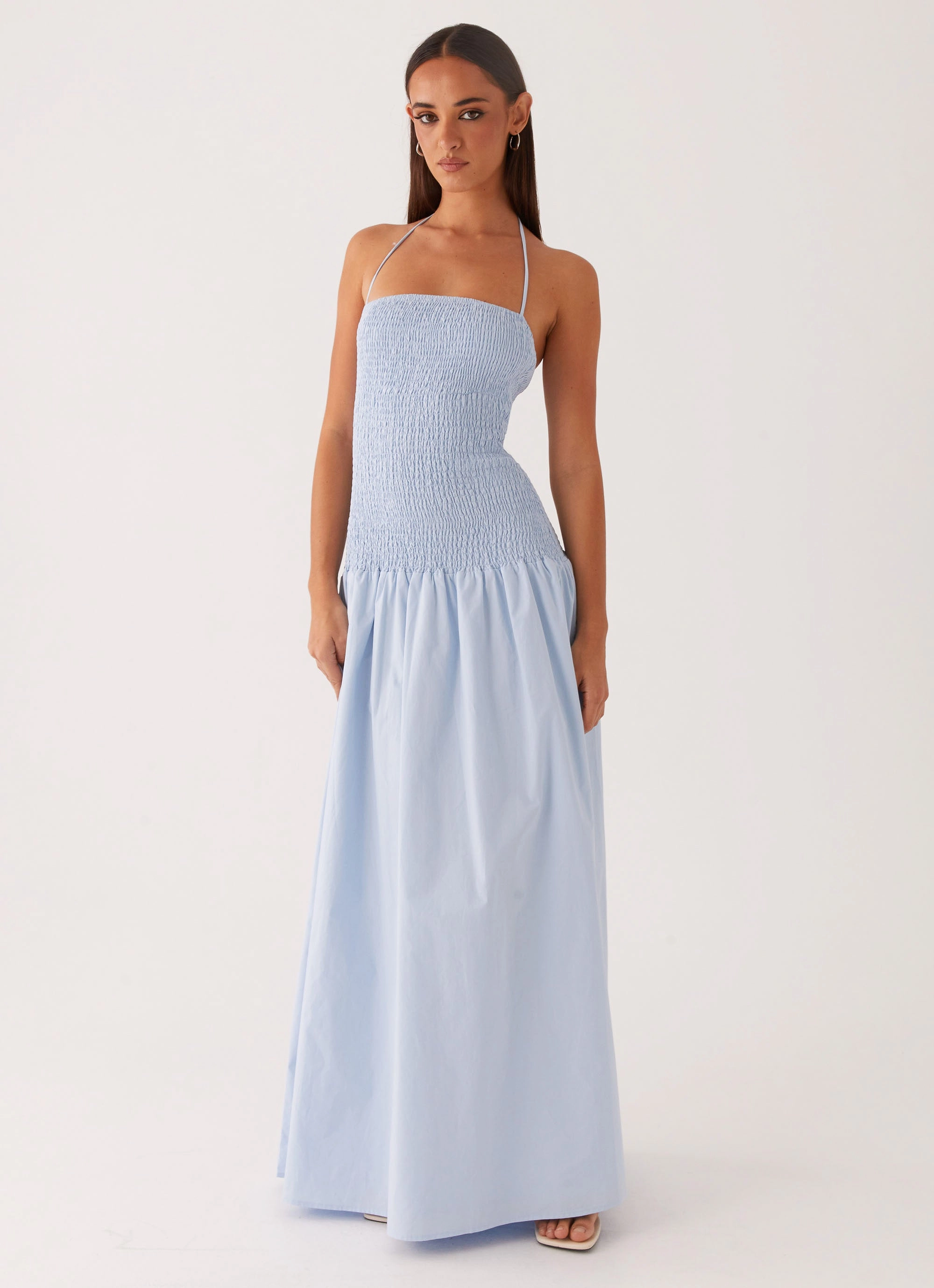 Lace-Trim Street Mode Zahra Maxi Dress - Blue