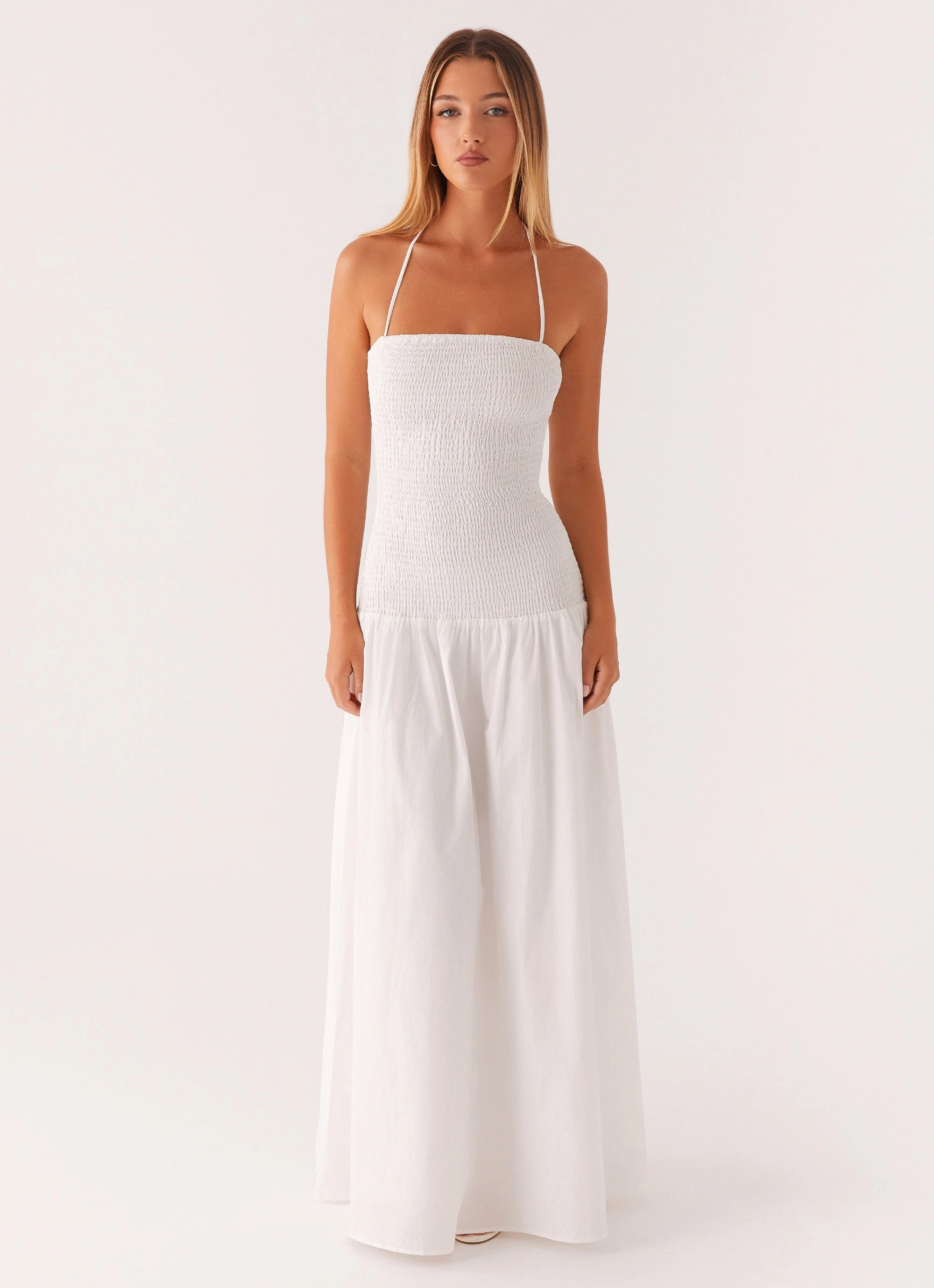 Zahra Maxi Dress - White Summer Ease Versatile Cut