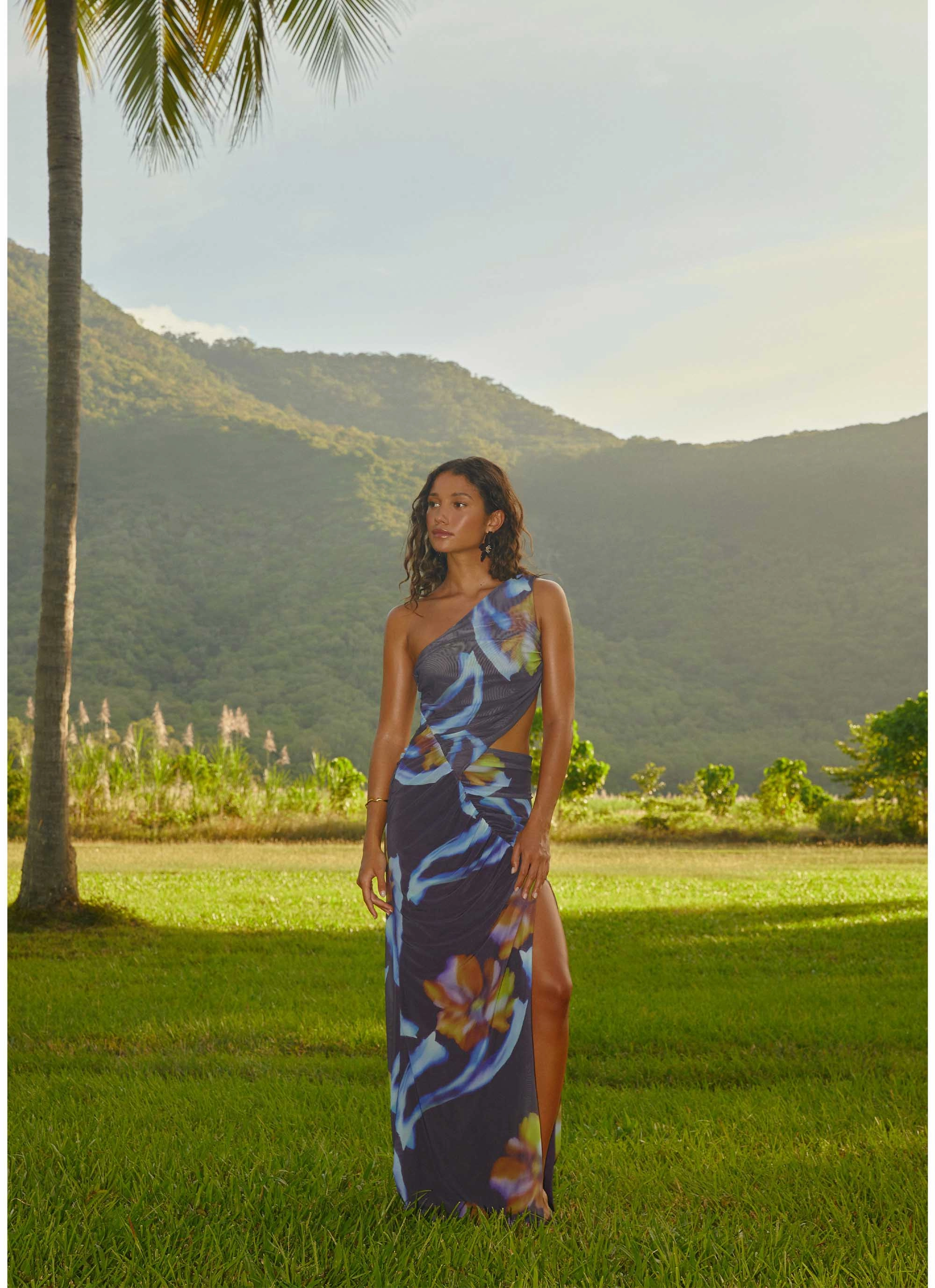 Zanzibar Maxi Dress - Dark Floral Chic And Comfortable Sophisticated Edge