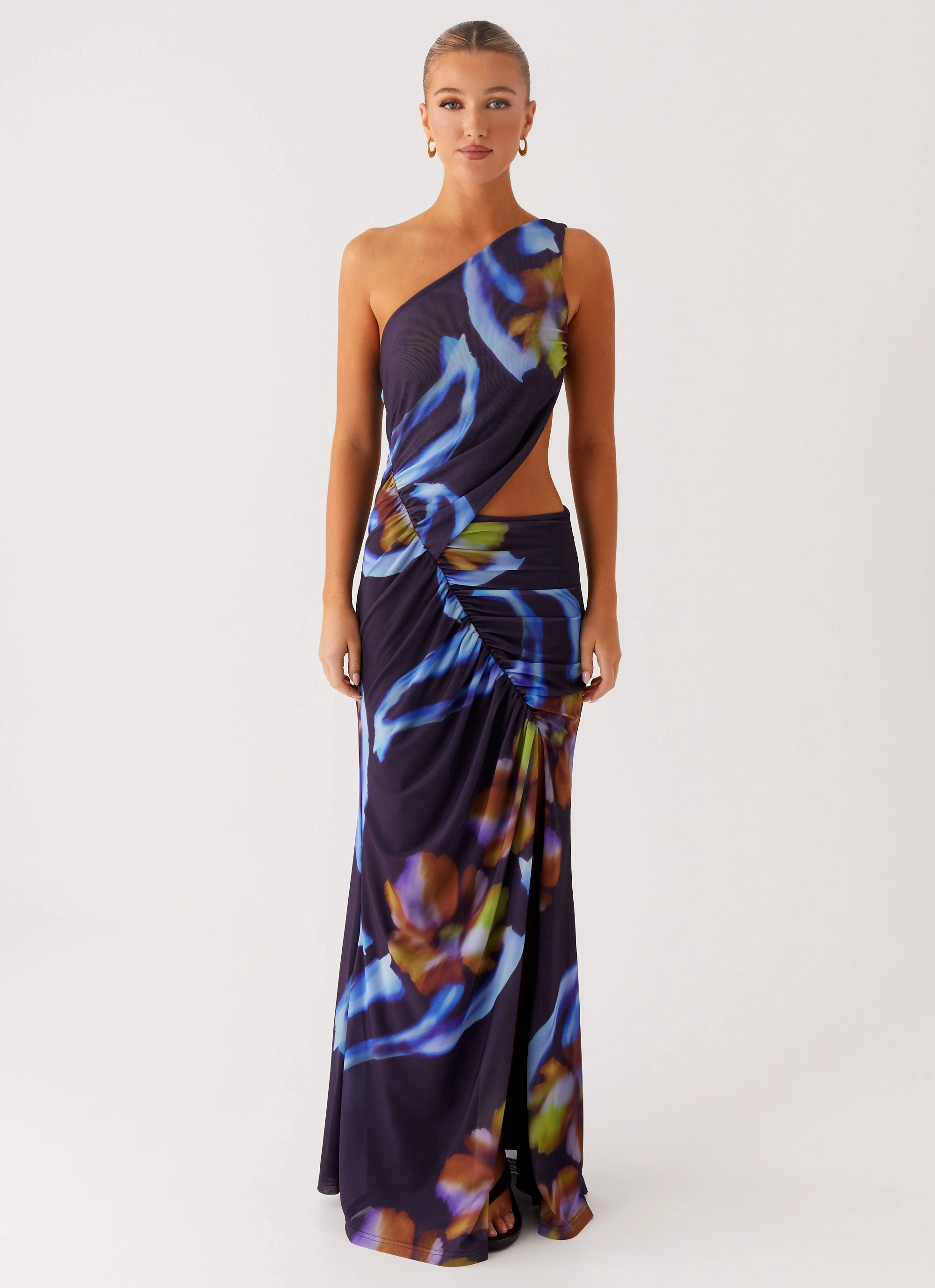 Zanzibar Maxi Dress - Dark Floral Spring Flow Sharp Motion