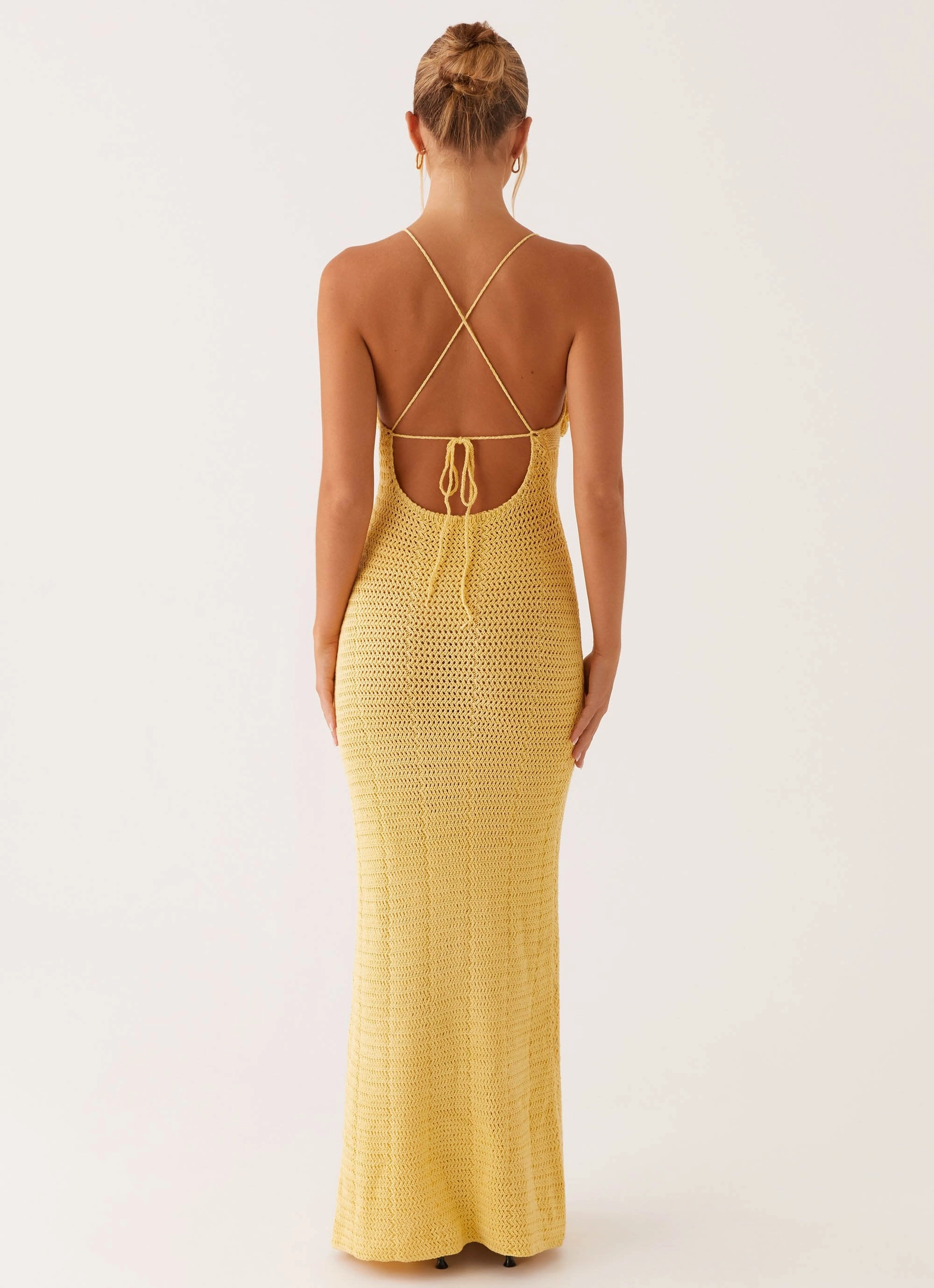 Elegant Outline Simple yet chic gown Zara Rose Crochet Maxi Dress - Yellow