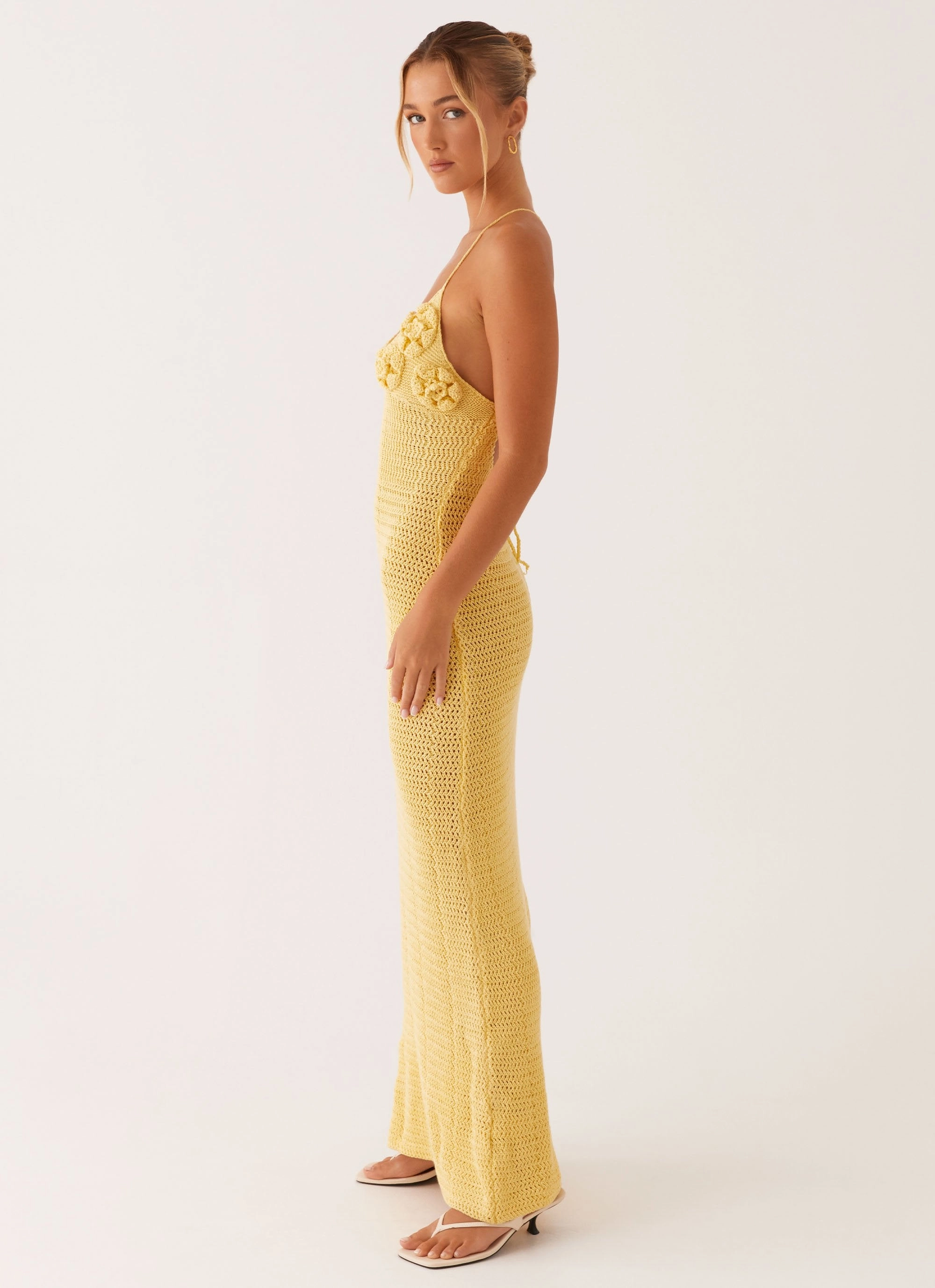 Fresh Form WideCollarDesign Zara Rose Crochet Maxi Dress - Yellow