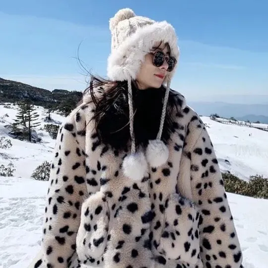 Zaya Faux Snow Leopard Plush Fur Jacket