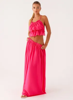Zaya Maxi Skirt - Fuchsia Sleek Look