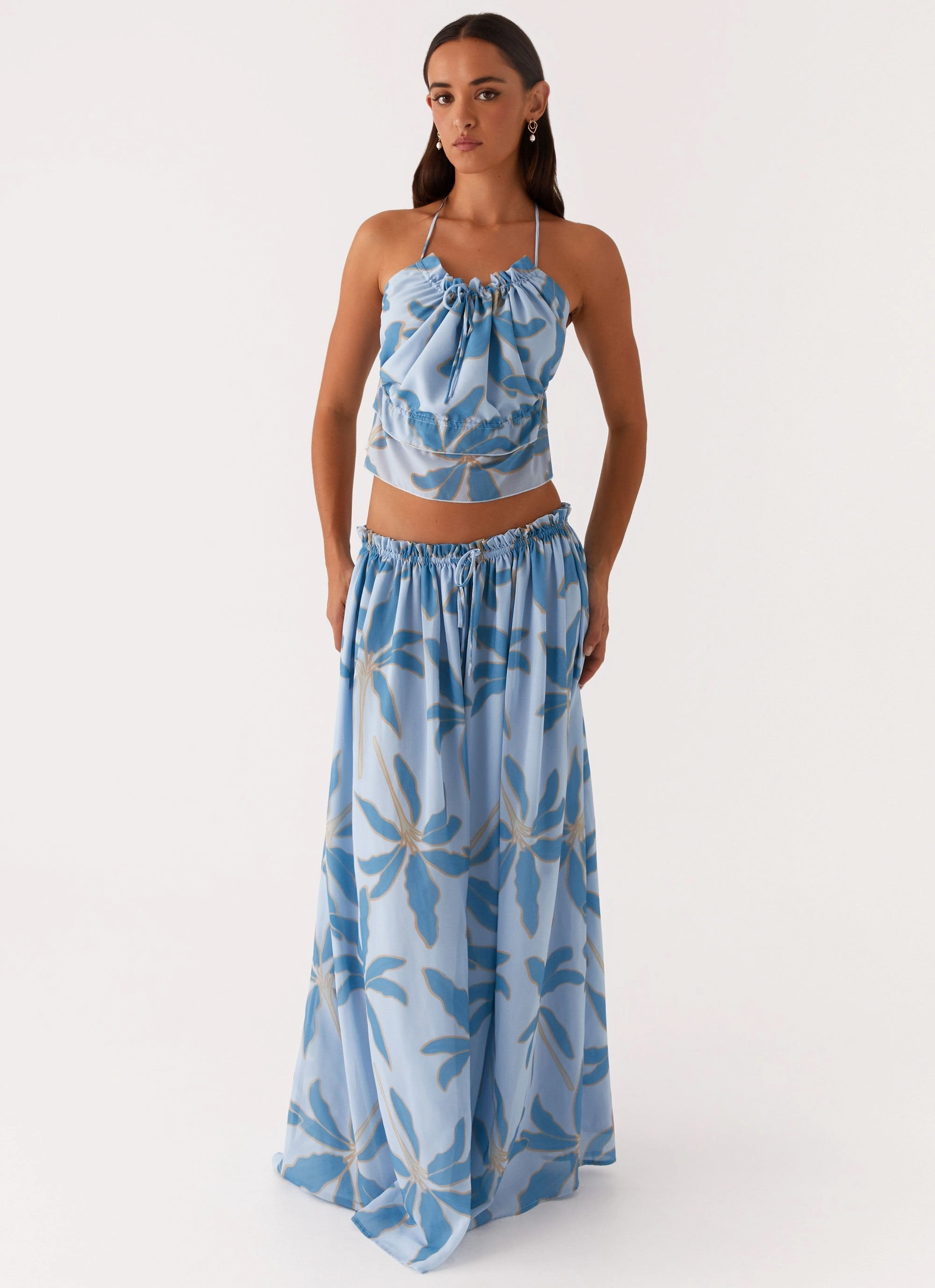 Zaya Backless Top - Opulent Blue Warm Fabric