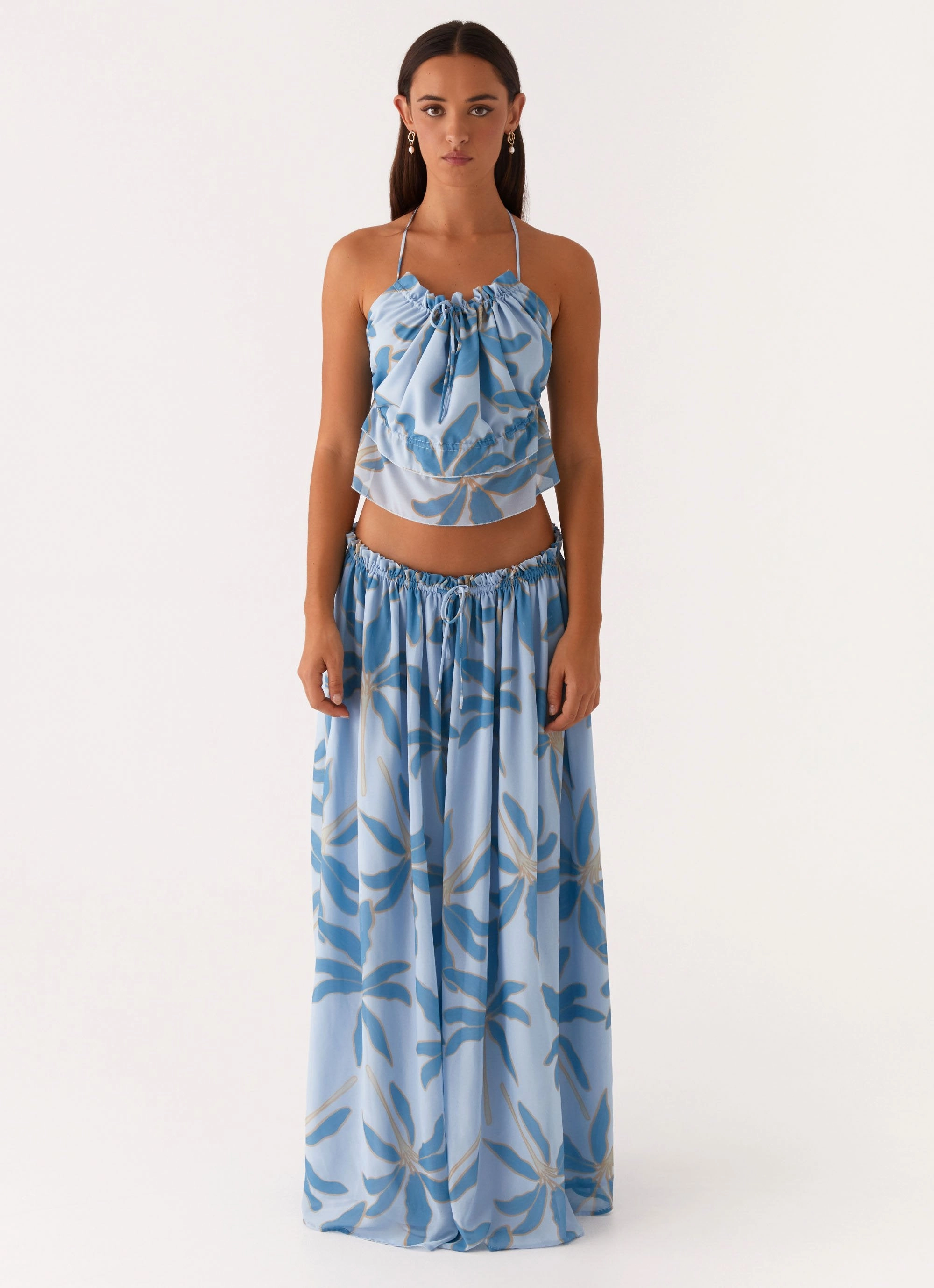Side Pockets Light wash Zaya Maxi Skirt - Opulent Blue