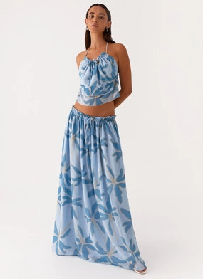 Reflective Trim Options Casual Vibes Zaya Maxi Skirt - Opulent Blue