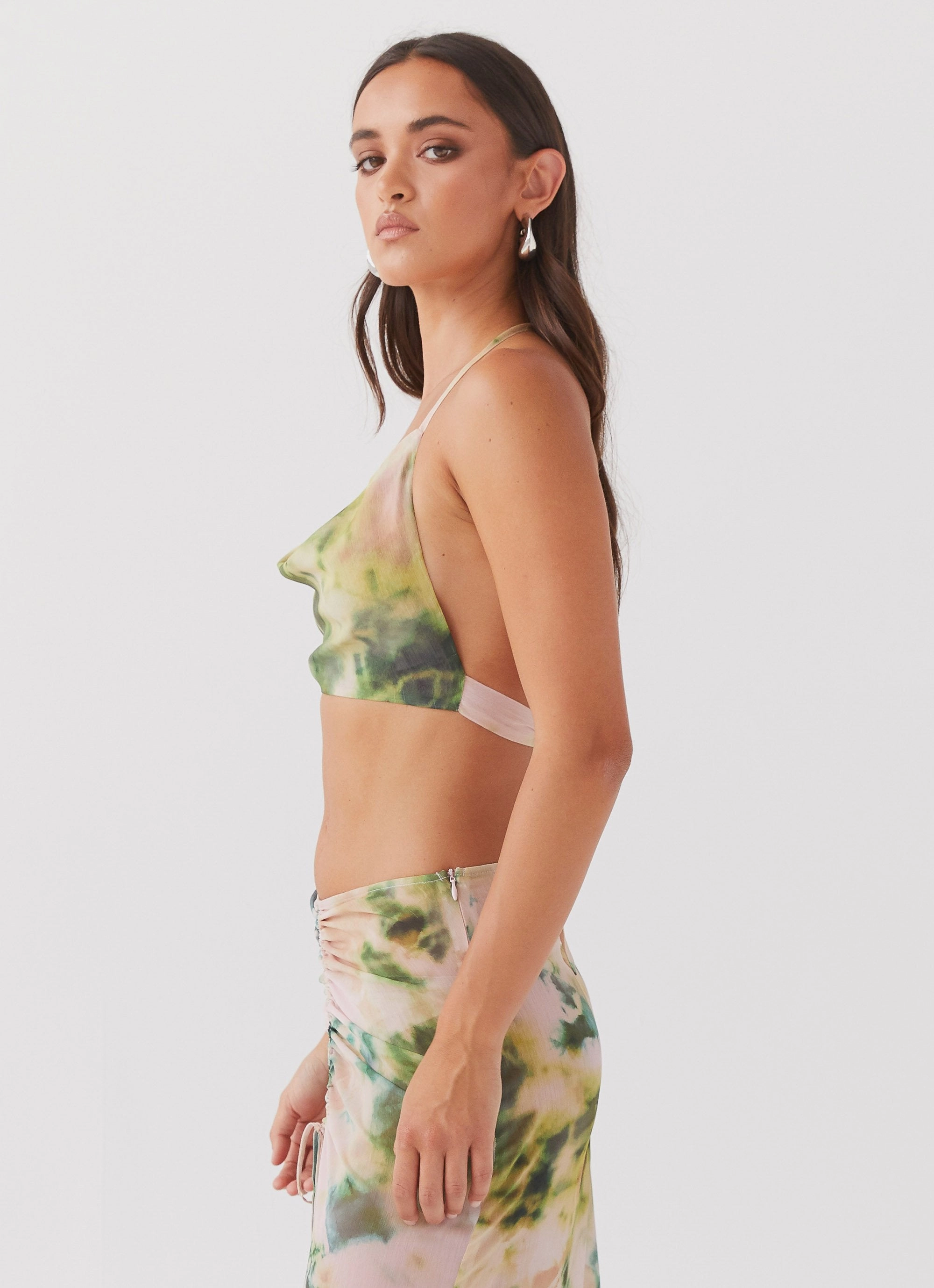 HeatPressedLogos Zenta Cowl Neck Top - Rainforest