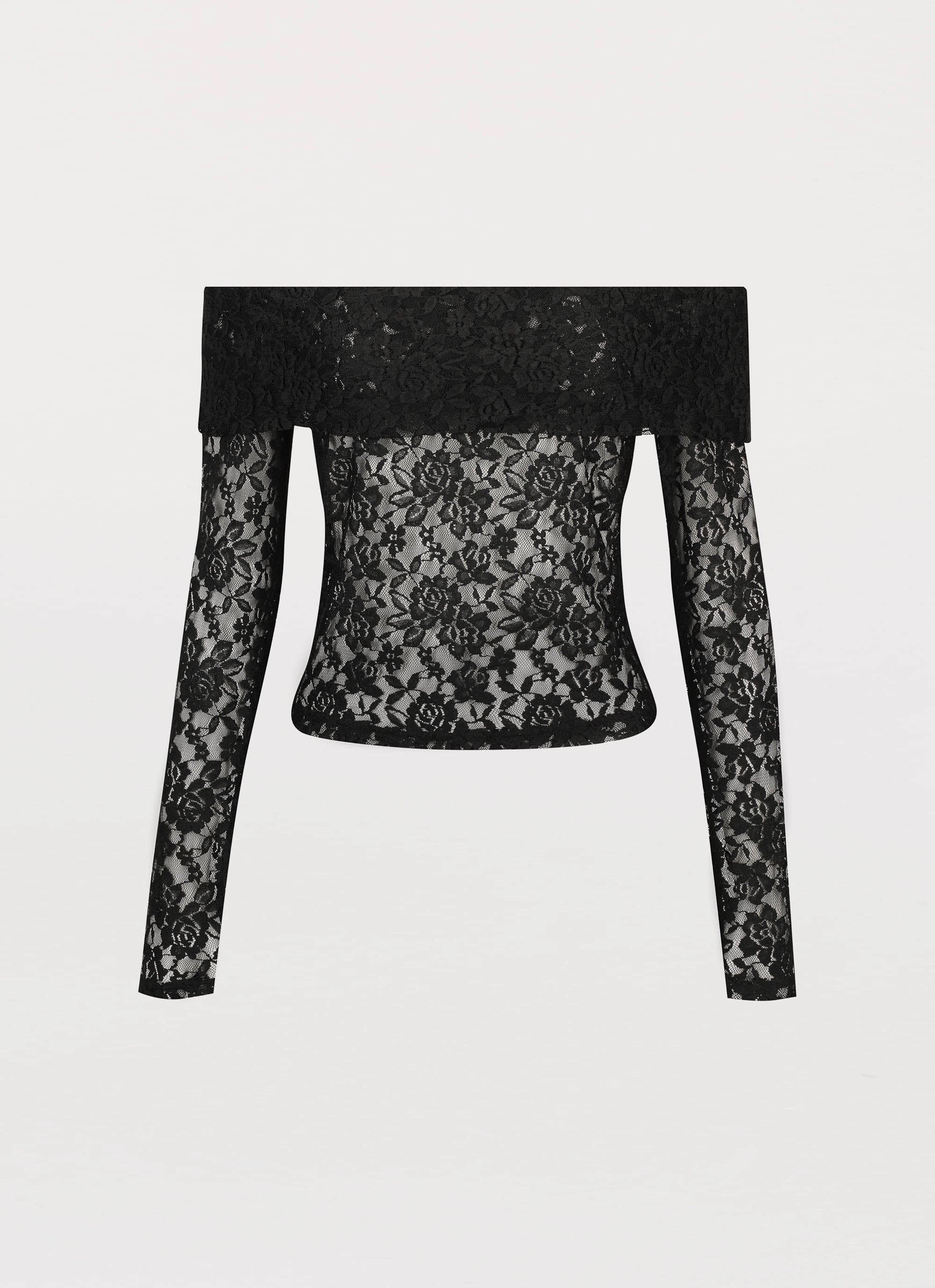 Zephyra Lace Long Sleeve Top - Black Roll Up Storage Design Breathable fabric tech
