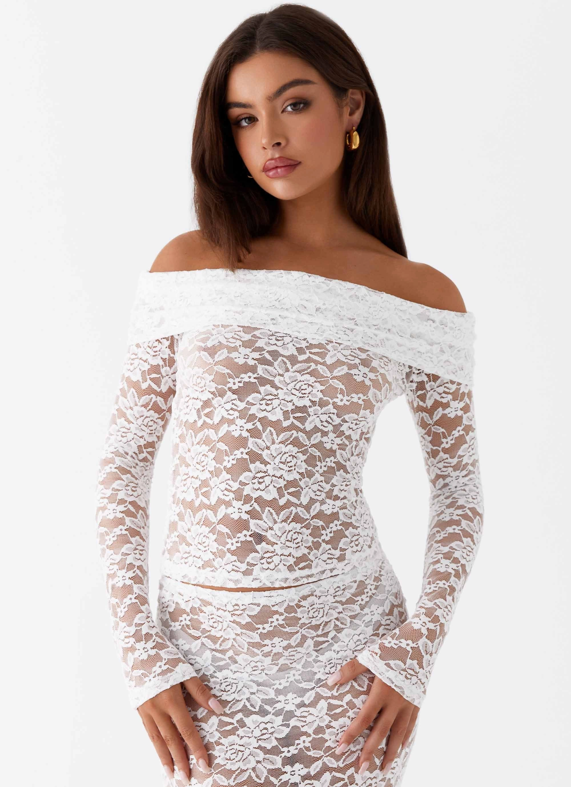 Zephyra Lace Long Sleeve Top - White Self Cleaning Coating LayeredDurability
