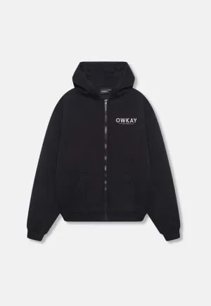 ZIP UP HOODIE - BLACK