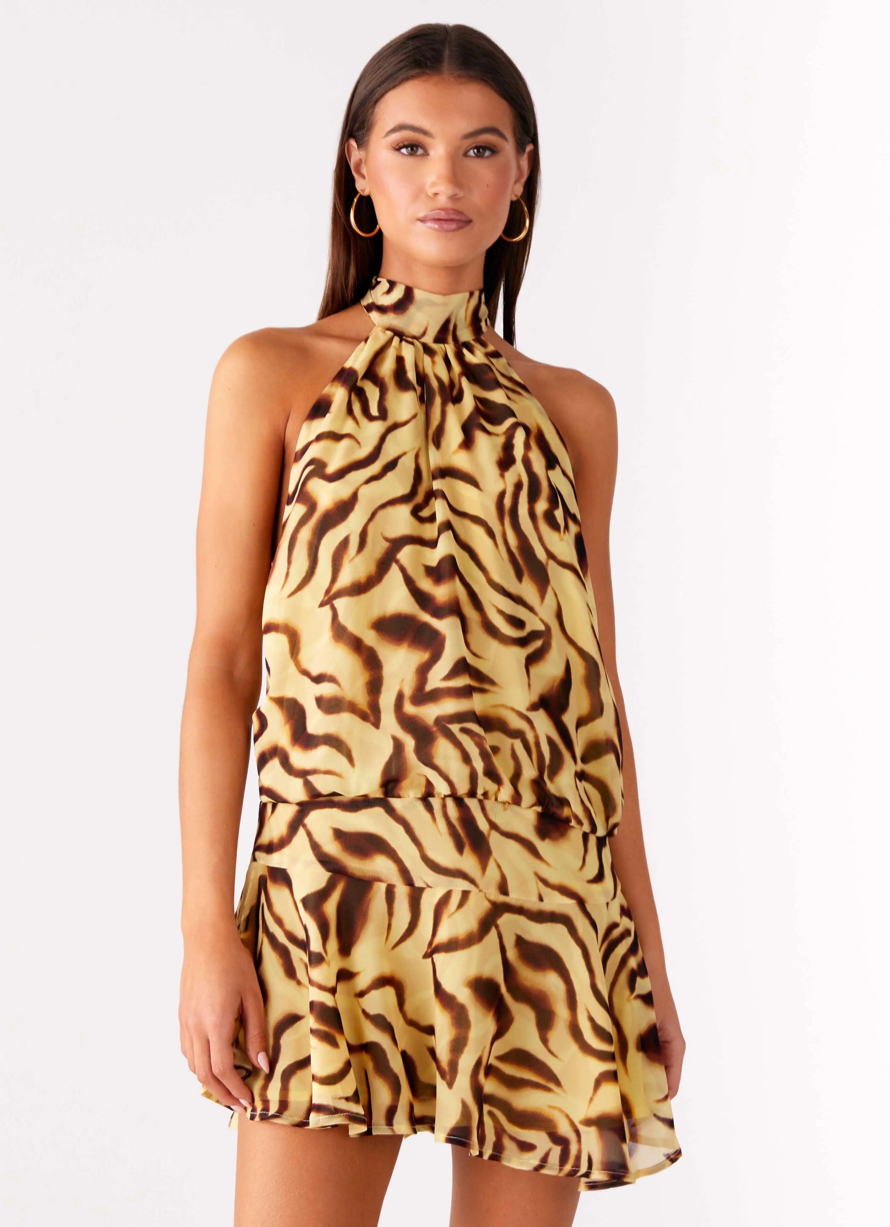 Zulla Backless Mini Dress - Laguna Print Chill Detail